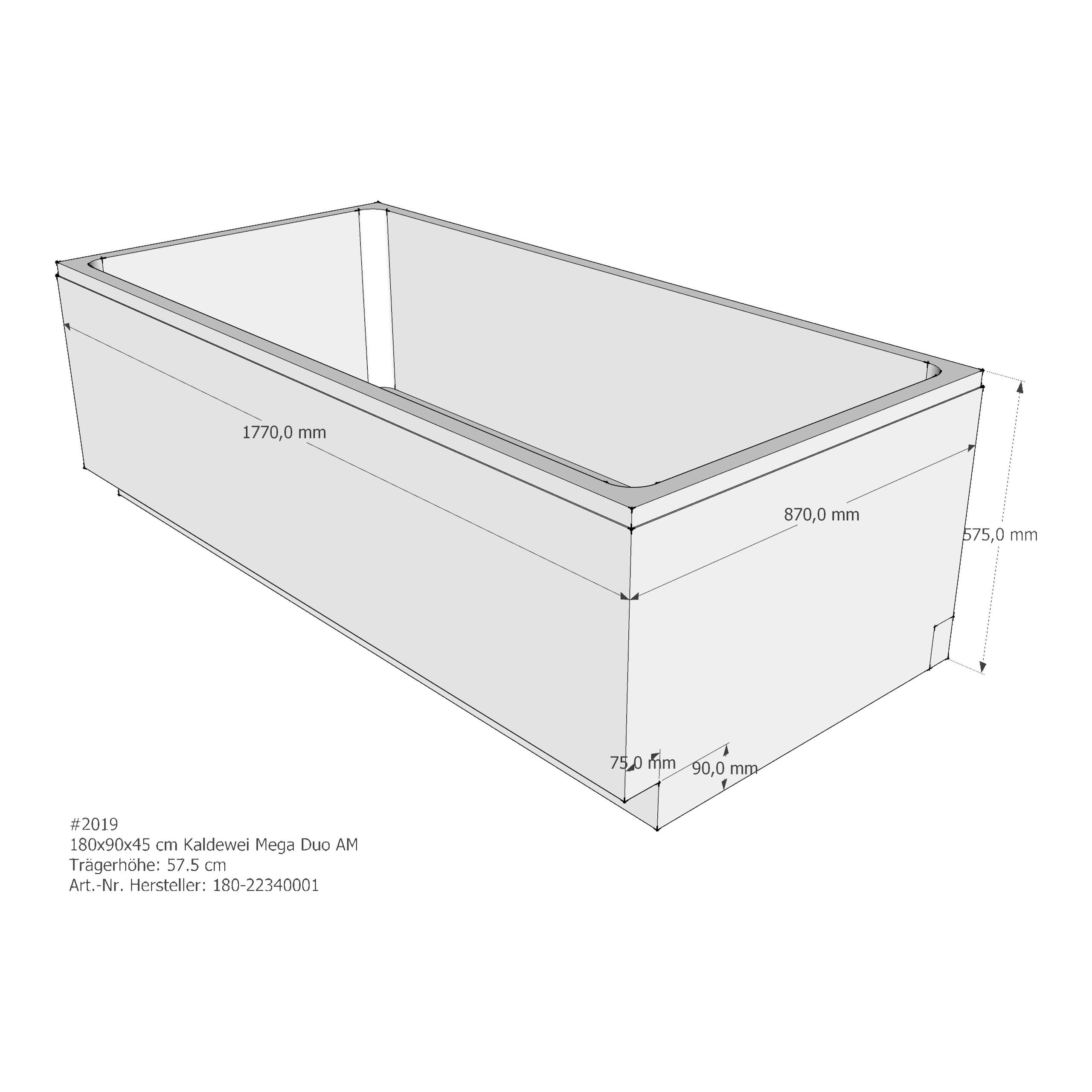 Badewannenträger für Kaldewei Mega Duo 180 × 90 × 45 cm Badewannenträger für Kaldewei Mega Duo 180 × 90 × 45 cm