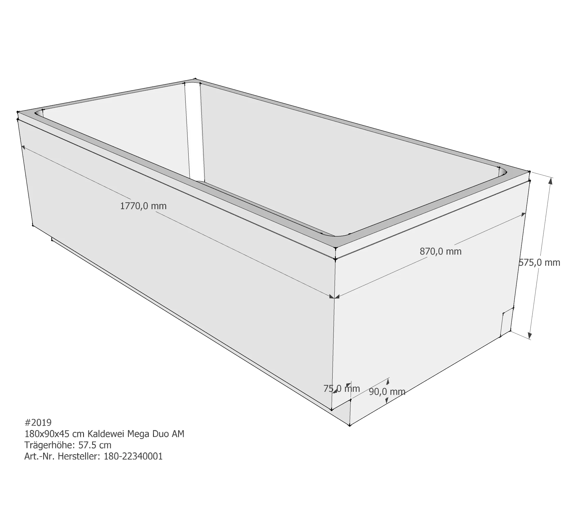 Badewannenträger für Kaldewei Mega Duo 180 × 90 × 45 cm Badewannenträger für Kaldewei Mega Duo 180 × 90 × 45 cm