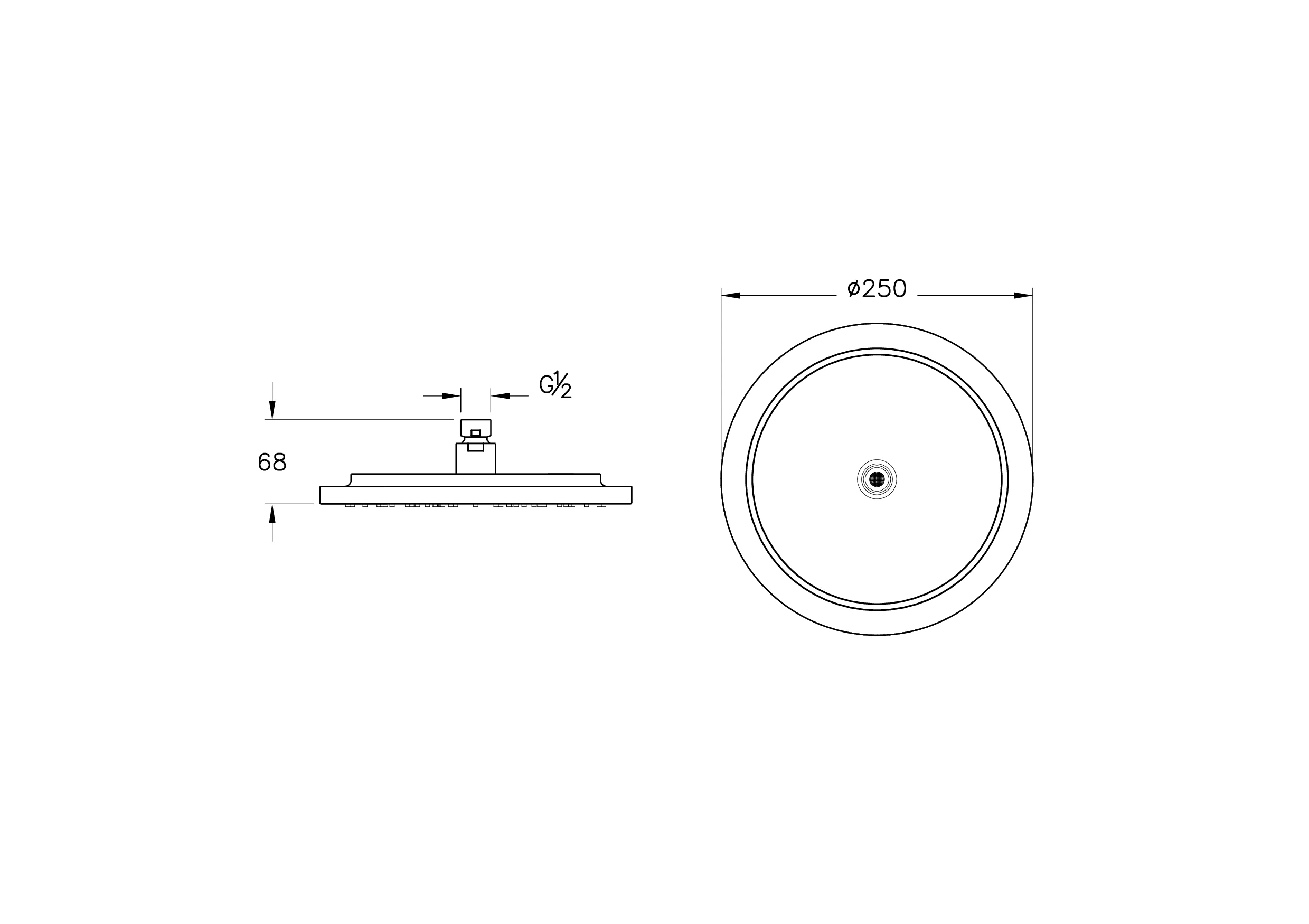 VitrA Origin Classic Kopfbrause rund, 250 mm Durchmesser, Chrom