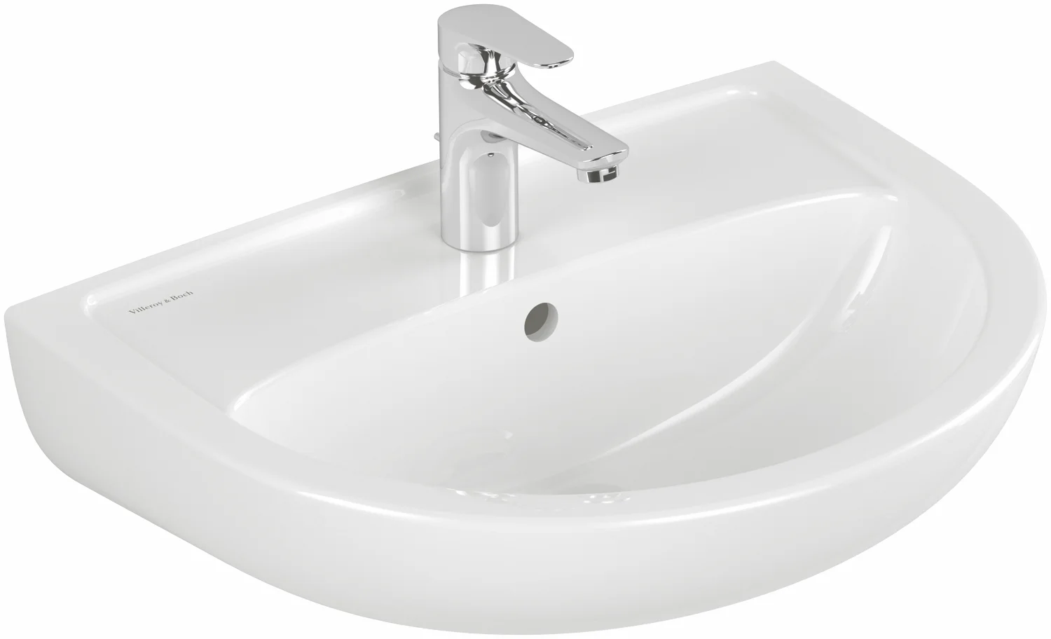 Villeroy & Boch Waschbecken „Newo“ 550 × 435 × 180 mm, Hahnlochposition mittig in Weiß Alpin