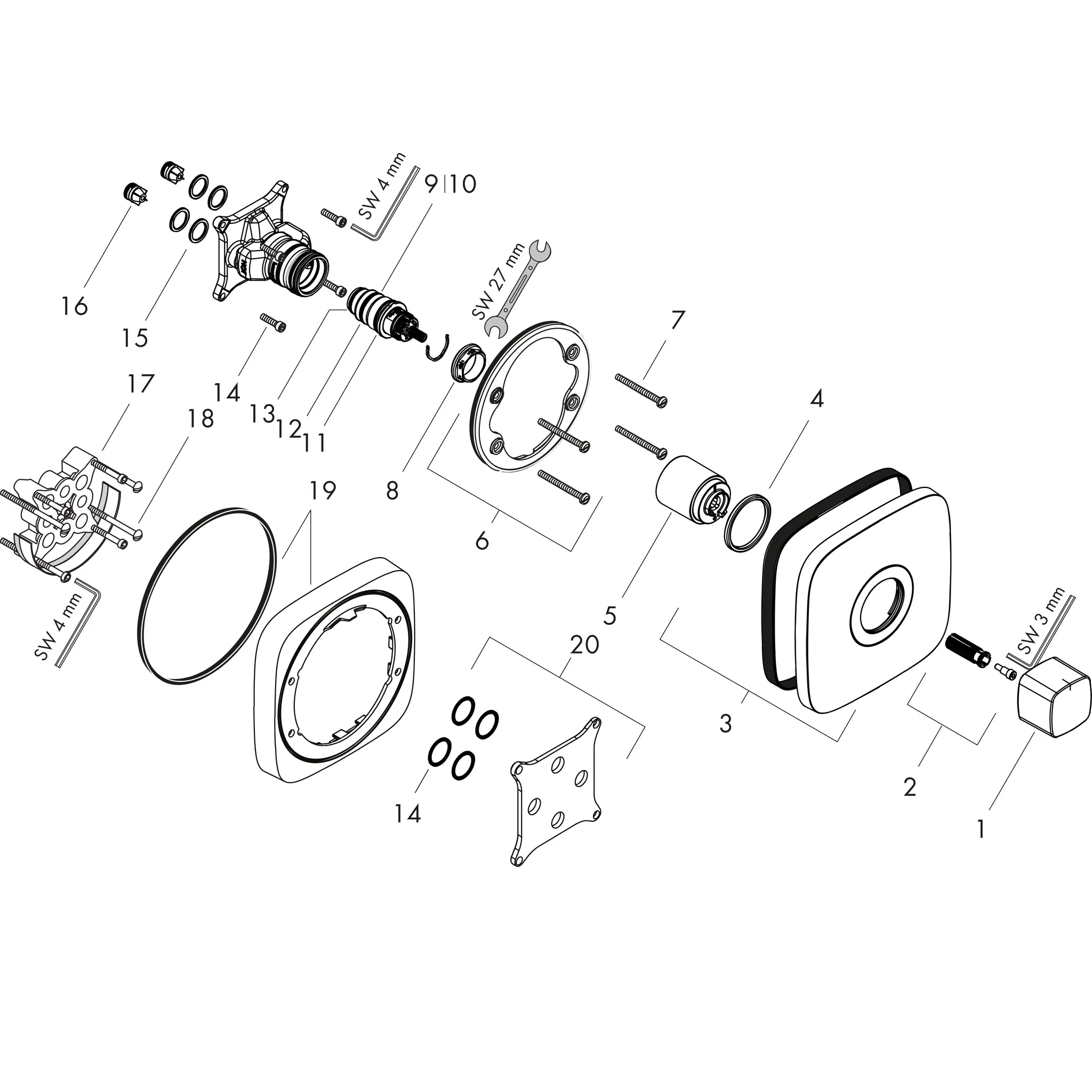 Thermostat Unterputz Ecostat E Fertigset chrom Thermostat Unterputz Ecostat E Fertigset chrom