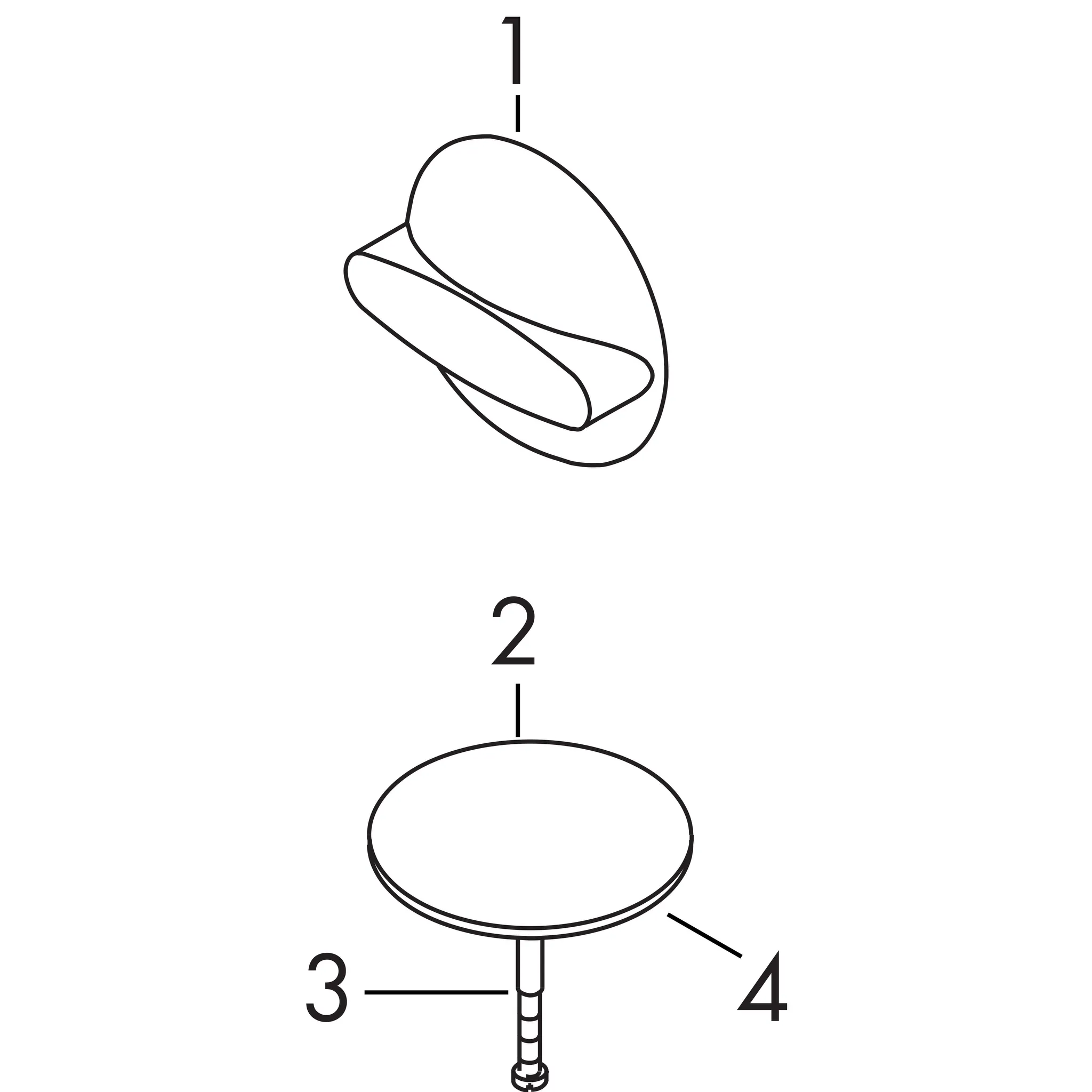 Ab-u.Überlaufgarnitur Flexaplus F-Set (Griff u.Stopfen) chrom