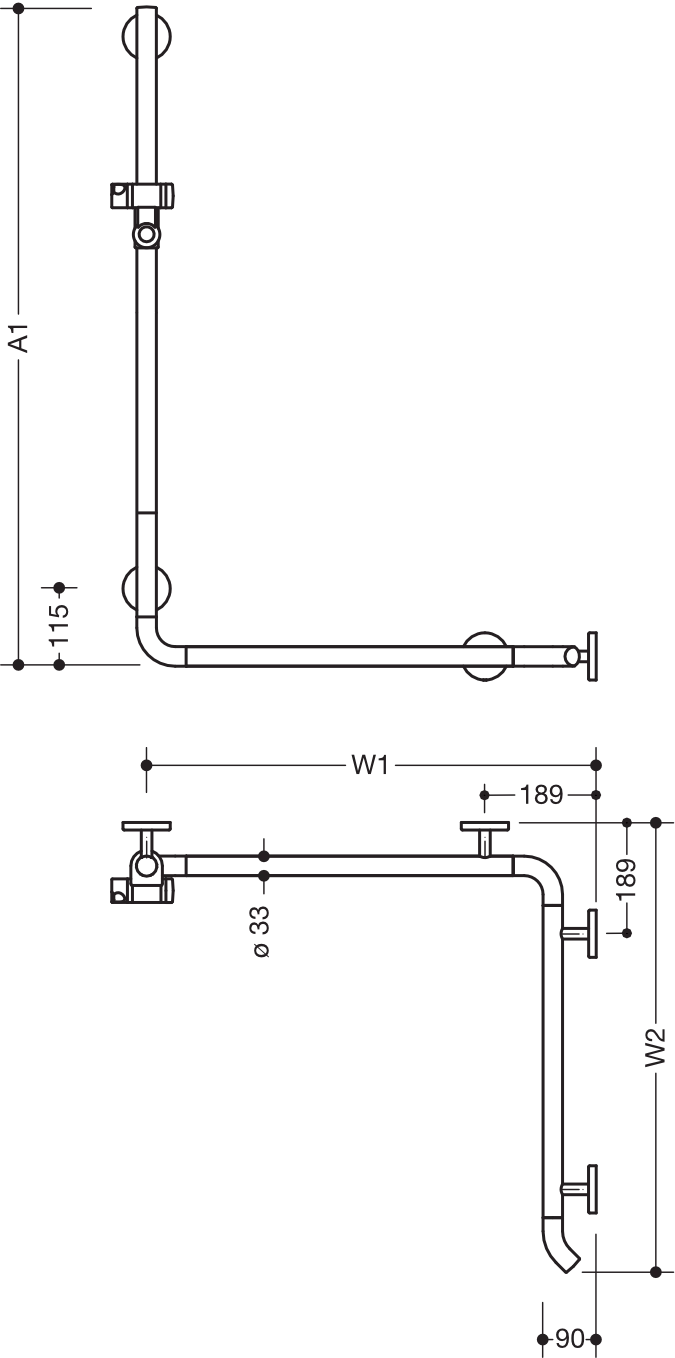 HEWI Haltegriff „System 800K“ in Rubinrot