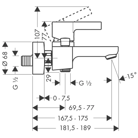 Wannenmischer Aufputz Metris S DN15 chrom