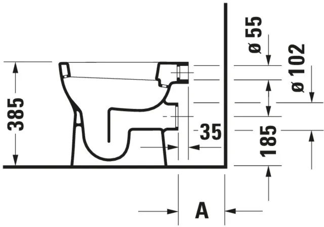 Stand-Flachspül-WC „D-Code“ 35 × 38,5 × 48 cm in, mit Spülrand