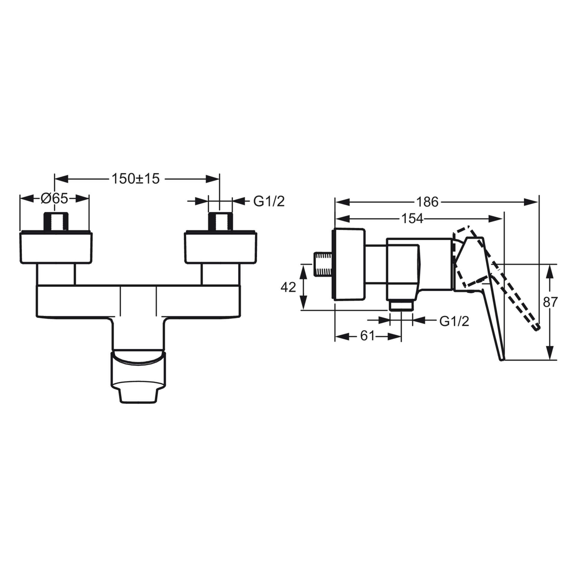 HA Einhebelmischer Brausebatterie HANSATWIST 0967 DN15 Chrom