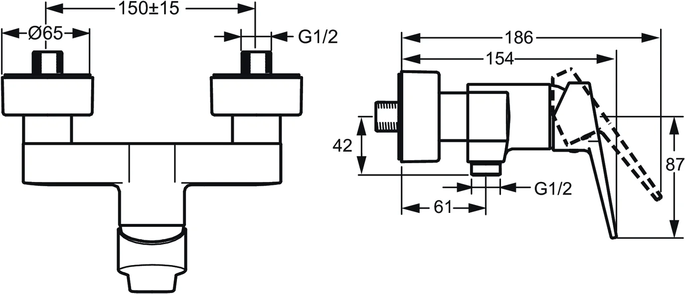 HansaTWIST Einhebelmischer Brausebatterie DN15 Chrom