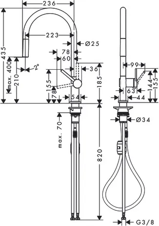 Spültischmischer 210 Talis M54 Ausziehauslauf 1jet chrom Spültischmischer 210 Talis M54 Ausziehauslauf 1jet chrom