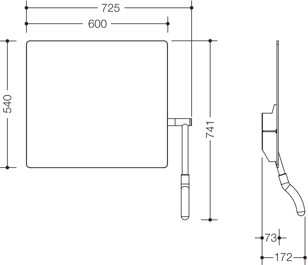 HEWI Kippspiegel „Serie 802 LifeSystem“ 72,5 × 74,1 cm in Senfgelb