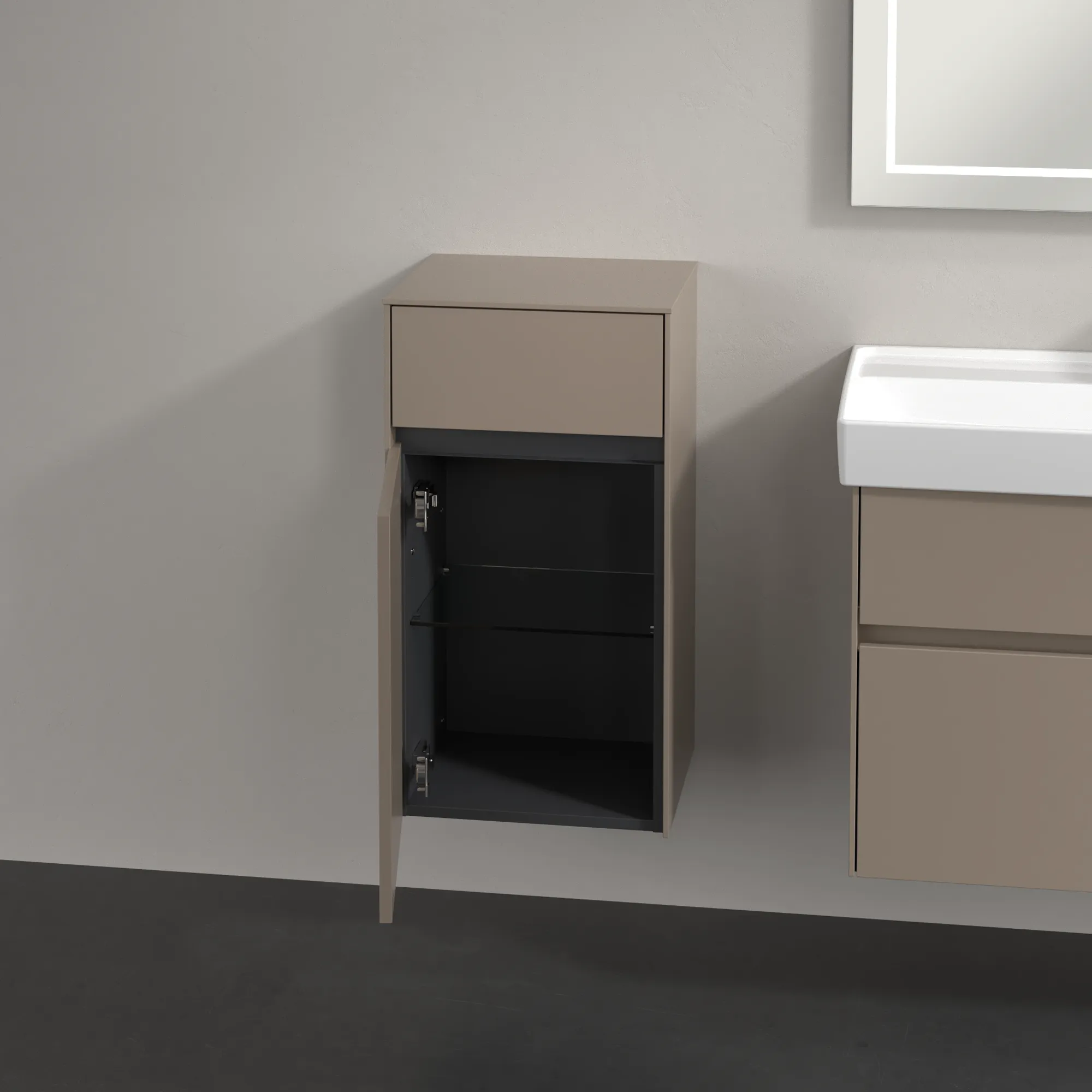 Villeroy & Boch Seitenschrank „Collaro“ 1 Tür, 1 Auszug / Schublade 40,4 × 74,8 × 34,9 cm 1 Tür, Anschlag (Scharnier) links, 1 Auszug / Schublade