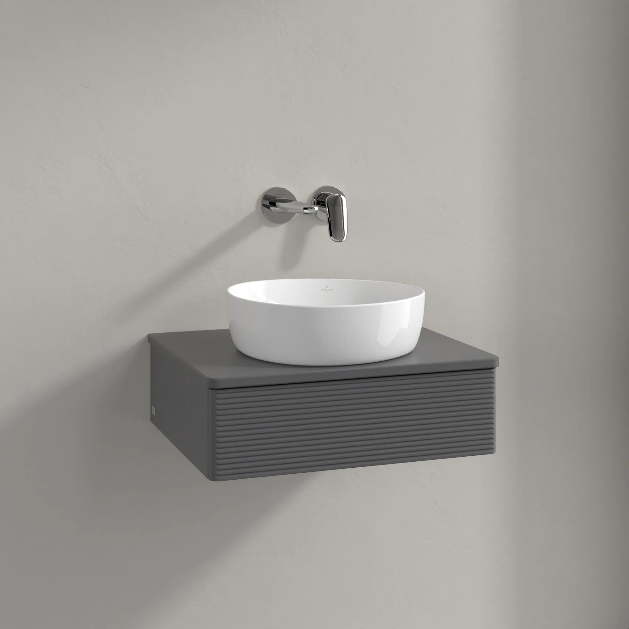 Villeroy & Boch Waschbeckenunterschrank Antao K07110, Anthracite Matt Lacquer, 600x190x500mm, mit SoftClosing und Push-to-open Funktion