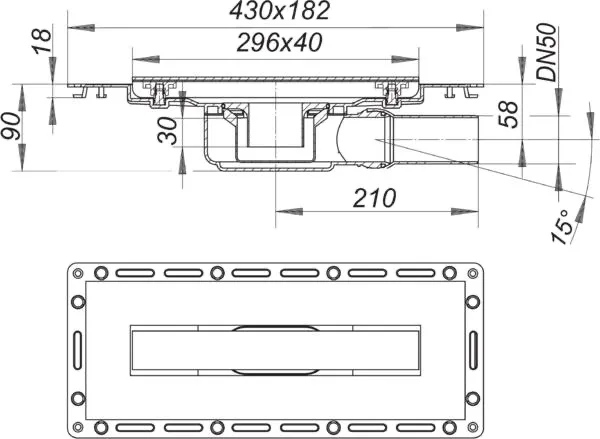 Duschrinne TistoLine PLAN Abdeckung Design 300 mm, DN 50 Duschrinne TistoLine PLAN Abdeckung Design 300 mm, DN 50