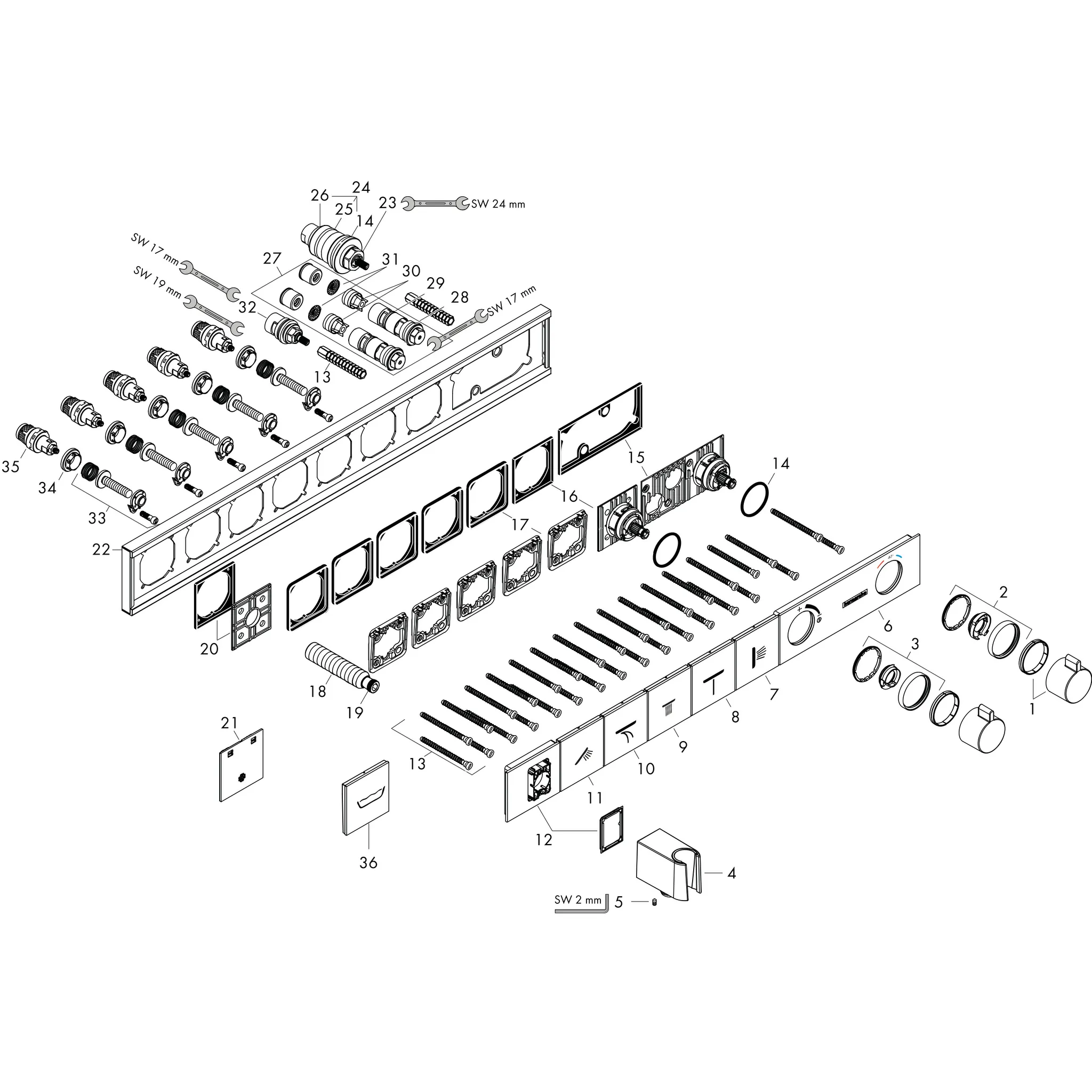 Hansgrohe RainSelect Thermostat Unterputz für 5 Verbraucher mit integriertem Brausehalter Chrom Hansgrohe RainSelect Thermostat Unterputz für 5 Verbraucher mit integriertem Brausehalter Chrom