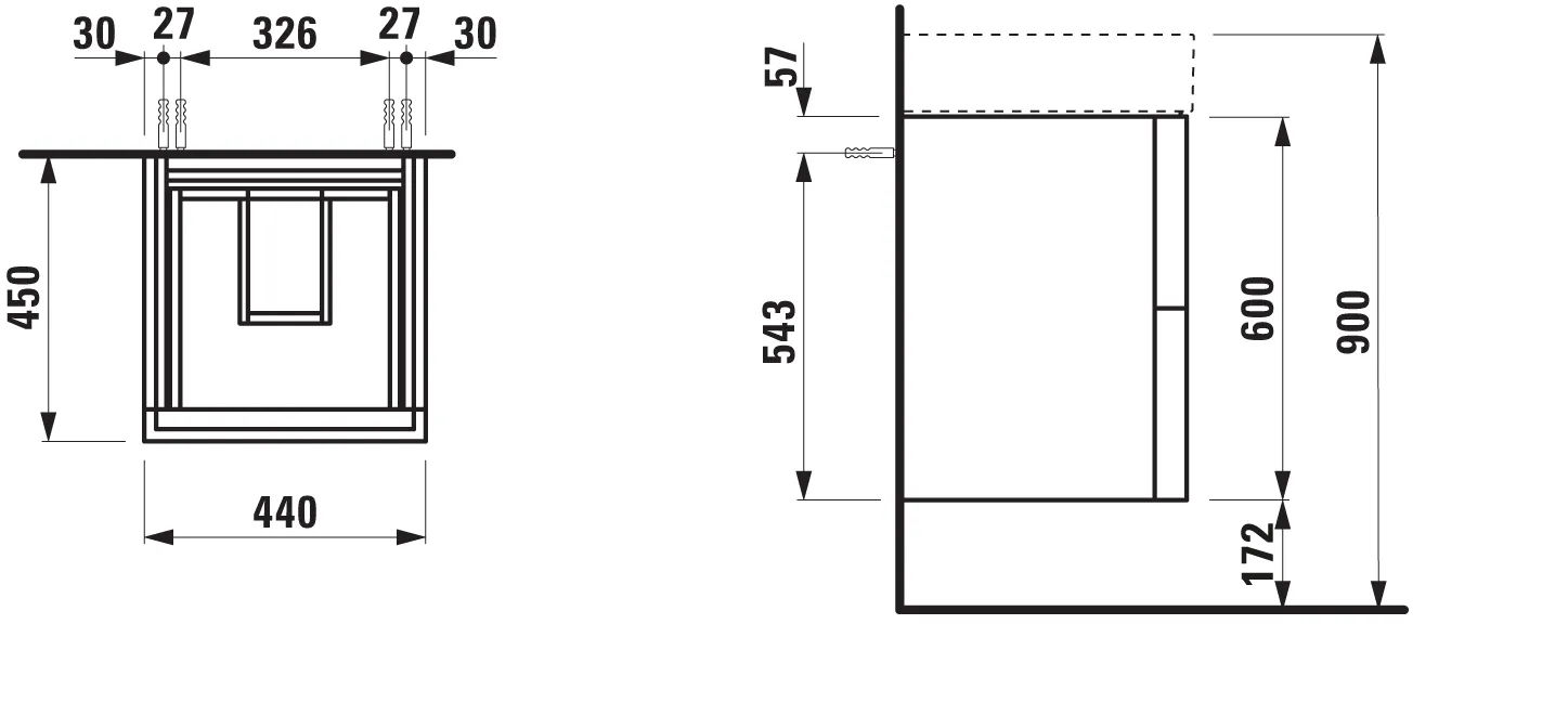 Laufen Waschtischunterbau „Kartell“ 450 × 600 × 440 mm Schiefergrau