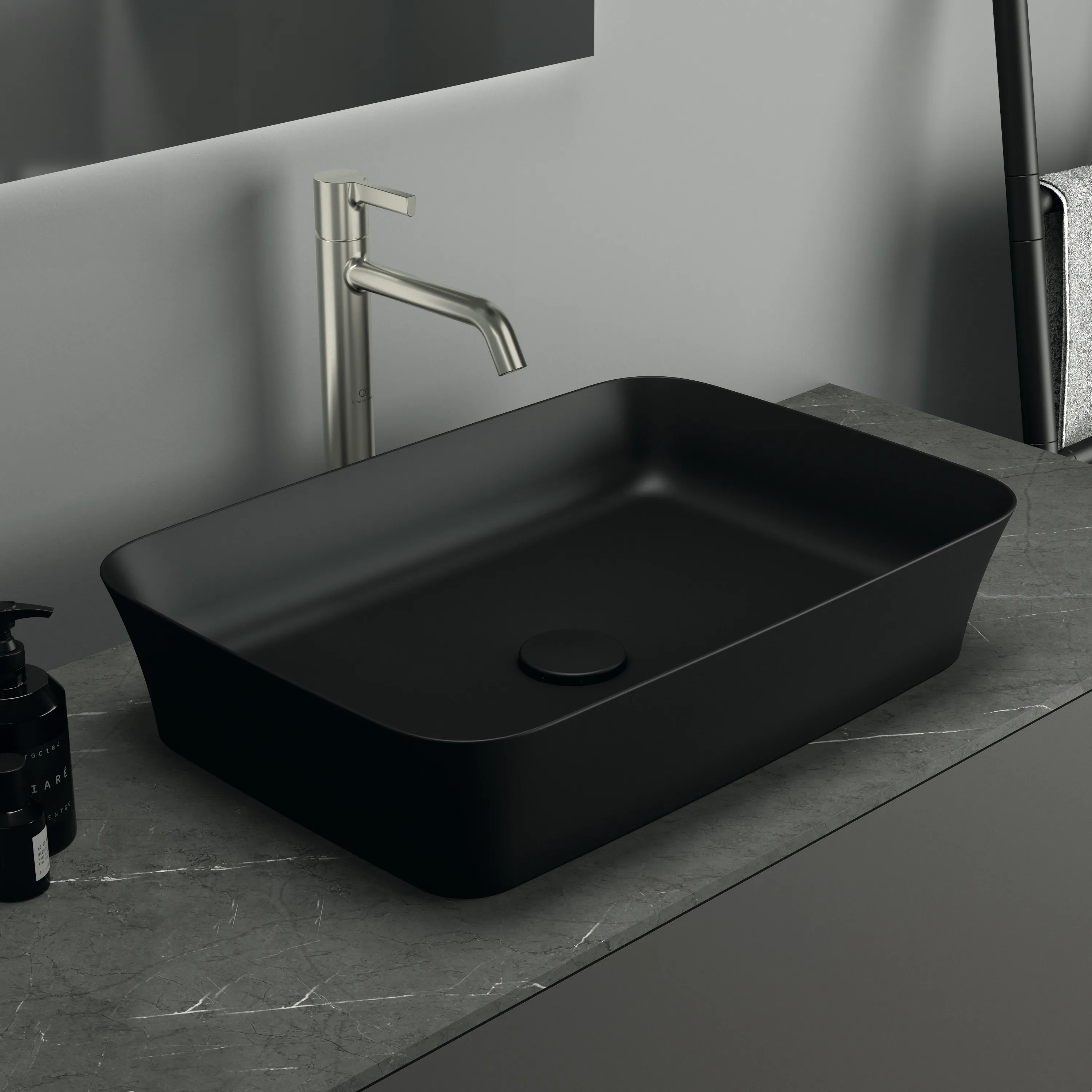 Waschbecken „Ipalyss“ 55 × 38 × 12,5 cm in Schwarz Matt