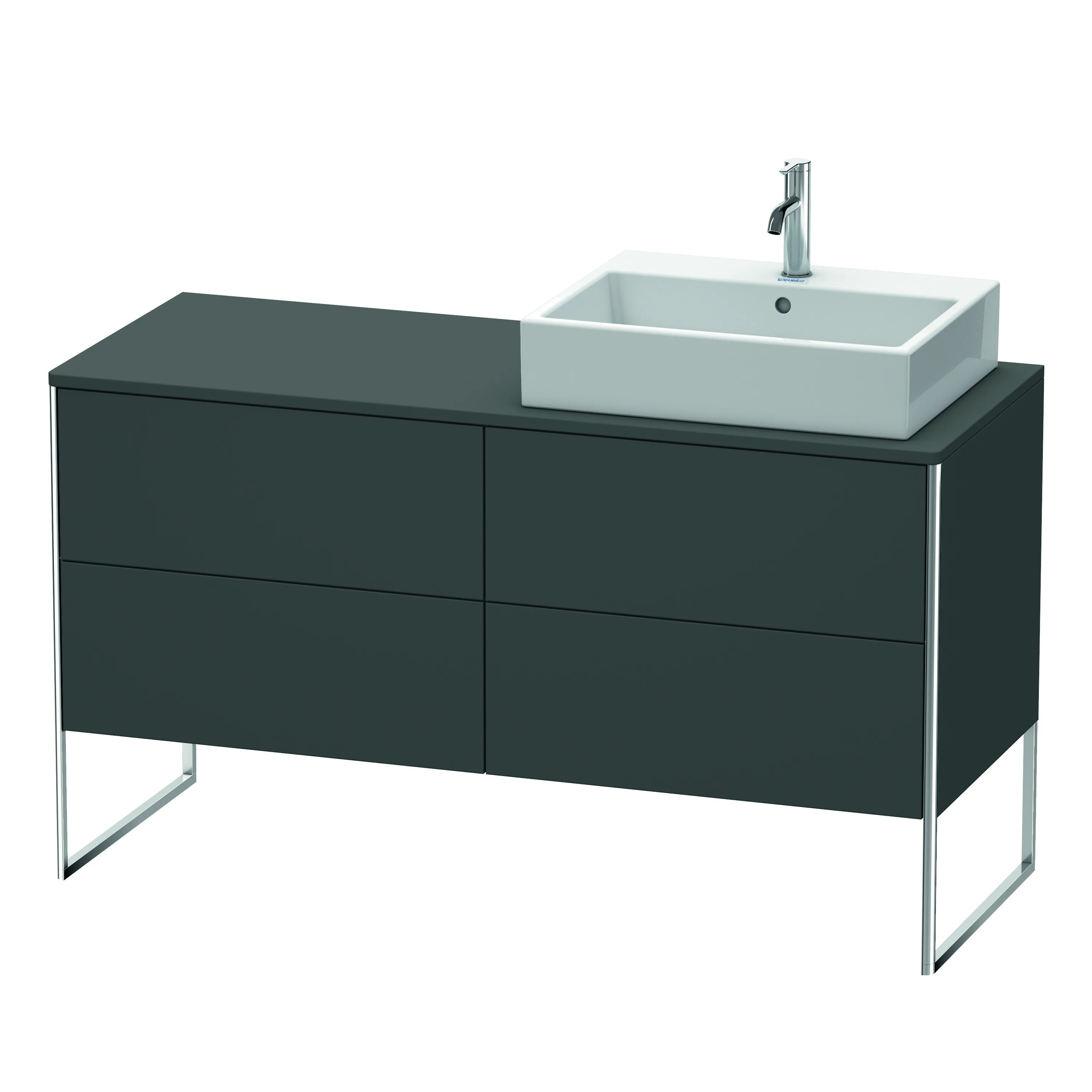Duravit Waschtischunterschrank bodenstehend „XSquare“ 140 × 77,8 × 54,8 cm Graphit Matt