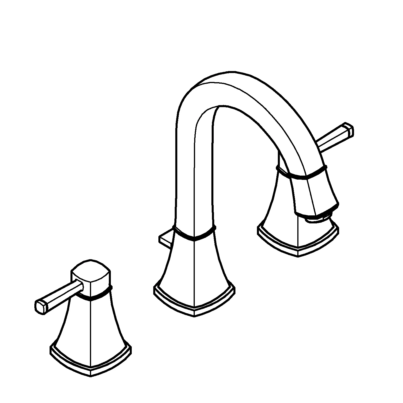3-Loch-Waschtischbatterie Grandera 20619, Zugstangen-Ablaufgarnitur 1 1/4'', chrom 3-Loch-Waschtischbatterie Grandera 20619, Zugstangen-Ablaufgarnitur 1 1/4'', chrom