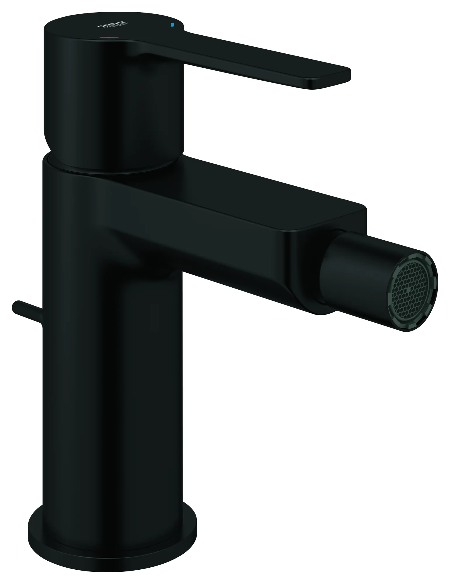 Einhand-Bidetbatterie Lineare 33848_1, Einlochmontage, Zugstangen-Ablaufgarnitur 1 1/4'', matt black