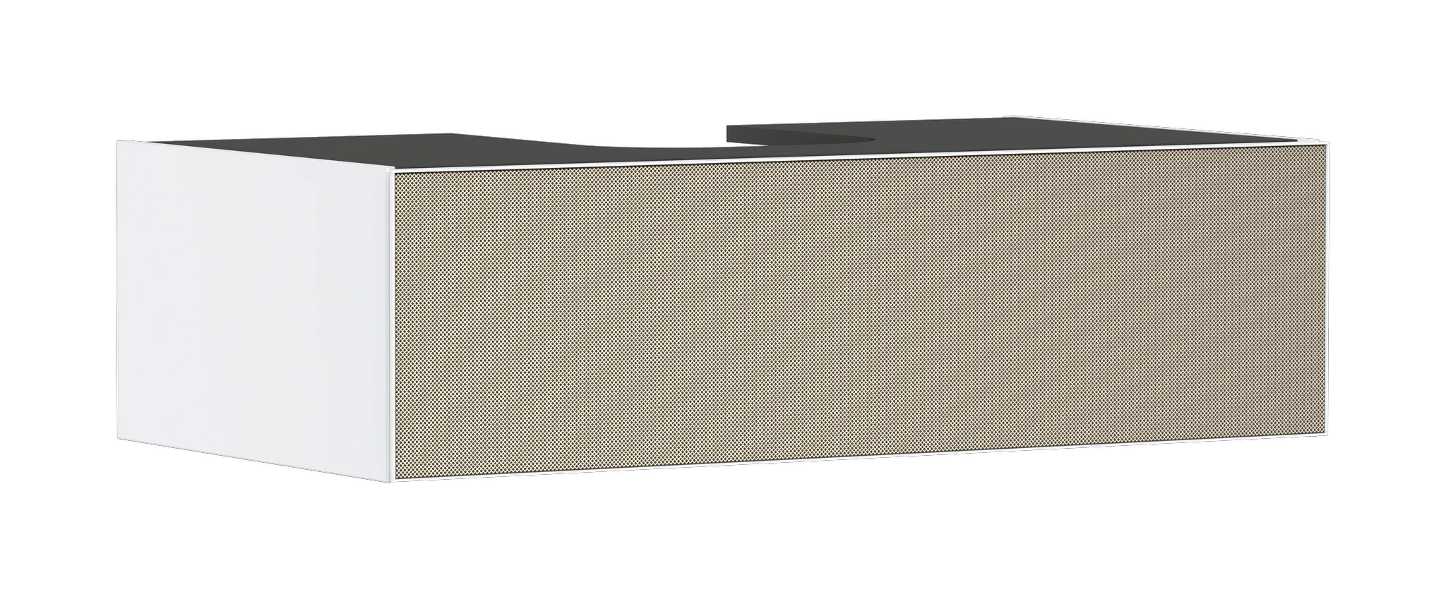 Xevolos E Waschtischunterschrank Mattweiß 980/550 mit 1 Schubkasten für Konsole mit Ausschnitt mittig, Oberfläche Front: Weiß Metallic