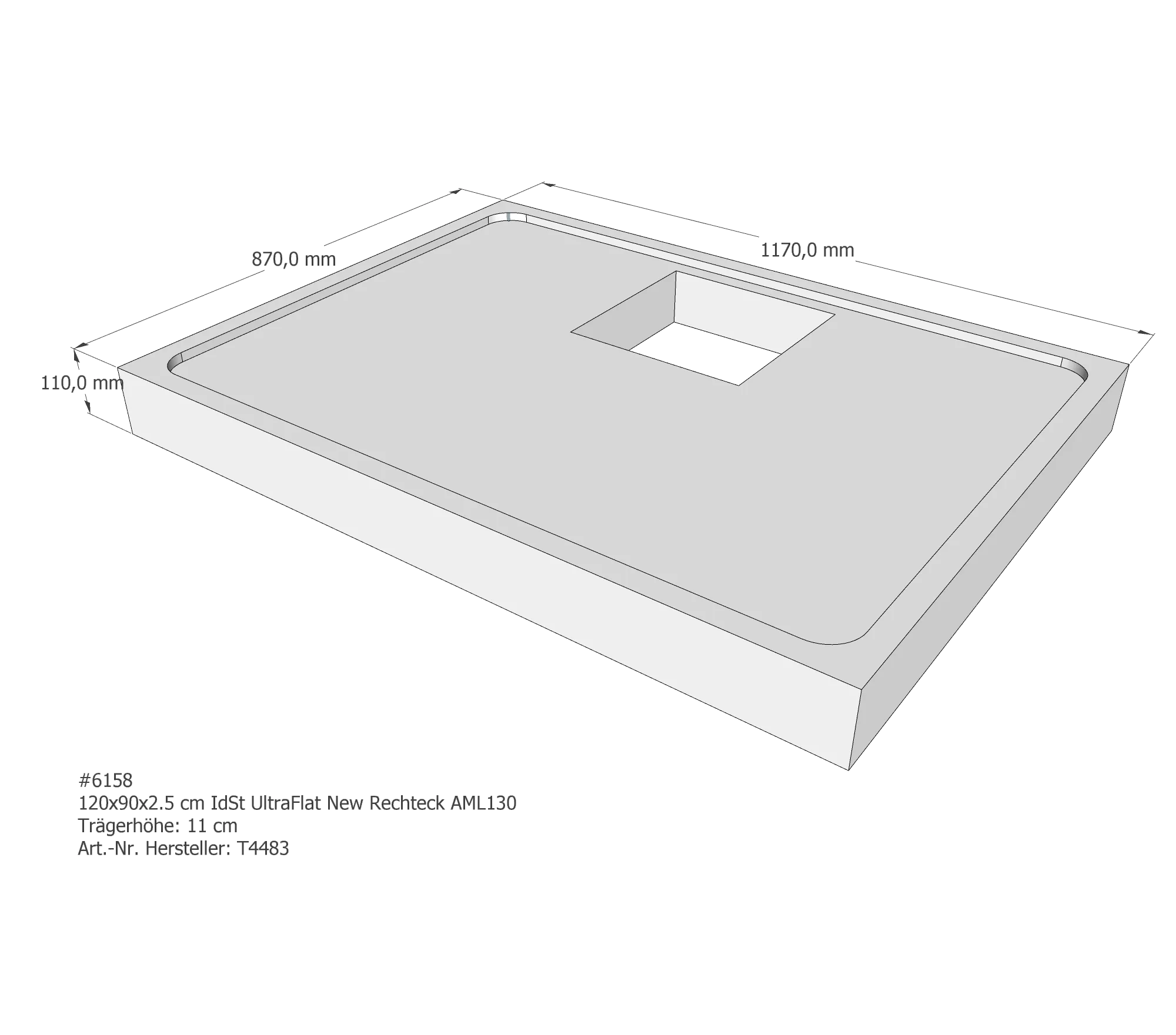 Duschwannenträger passend für Ideal Standard Ultra Flat New 120 × 90 × 2,5 cm Duschwannenträger passend für Ideal Standard Ultra Flat New 120 × 90 × 2,5 cm