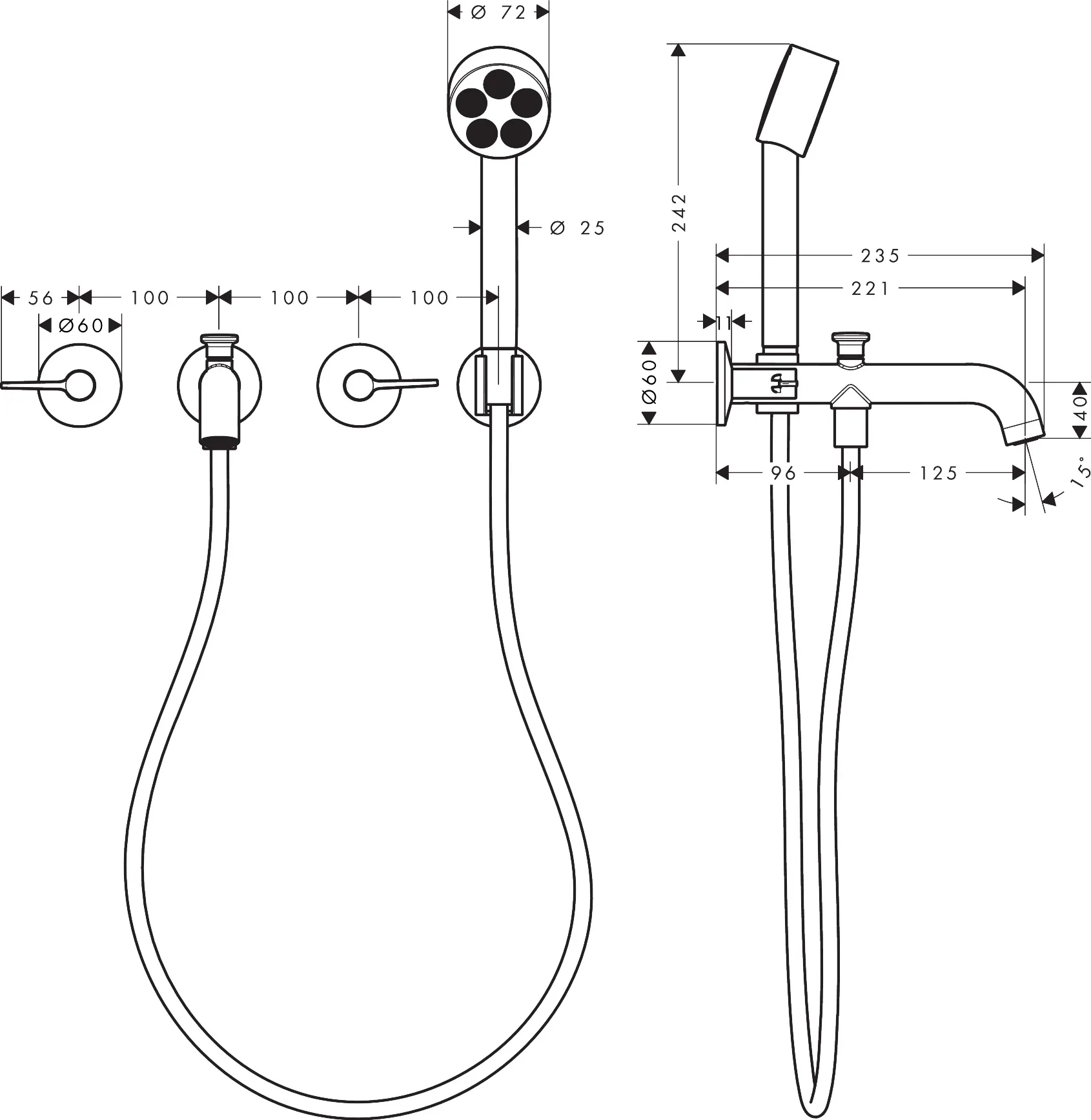 Hansgrohe AXOR One 3-Loch Wannenarmatur Unterputz, Polished Gold Optic Hansgrohe AXOR One 3-Loch Wannenarmatur Unterputz, Polished Gold Optic