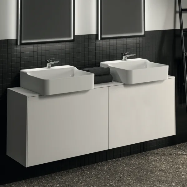 Ideal Standard Waschtischunterschrank „Conca“ 158,7 × 55 × 37,3 cm Weiß matt lackiert Ideal Standard Waschtischunterschrank „Conca“ 158,7 × 55 × 37,3 cm Weiß matt lackiert