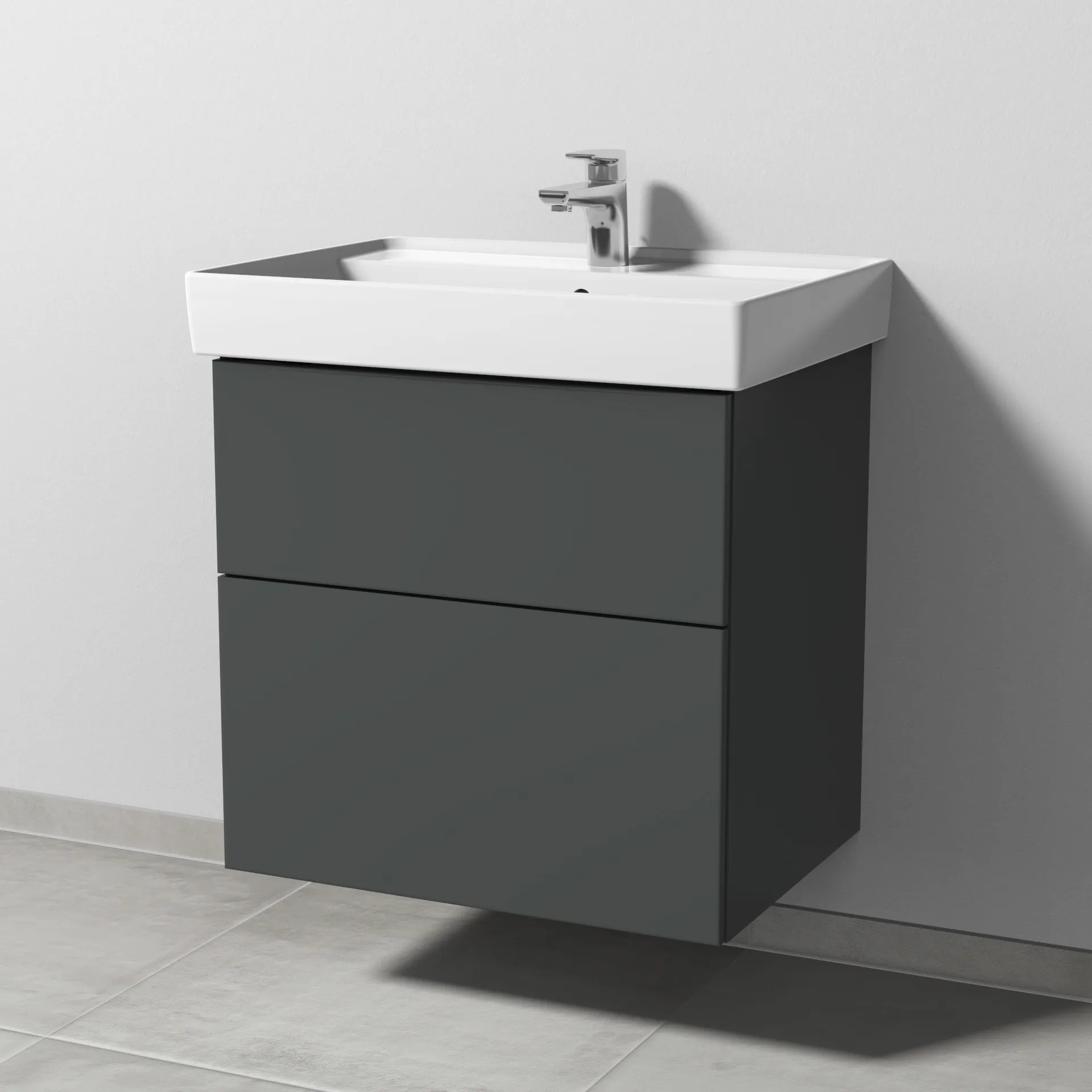 Waschtischunterbau mit Auszügen 3way (SM835) 588x600x447 Anthrazit-Matt
