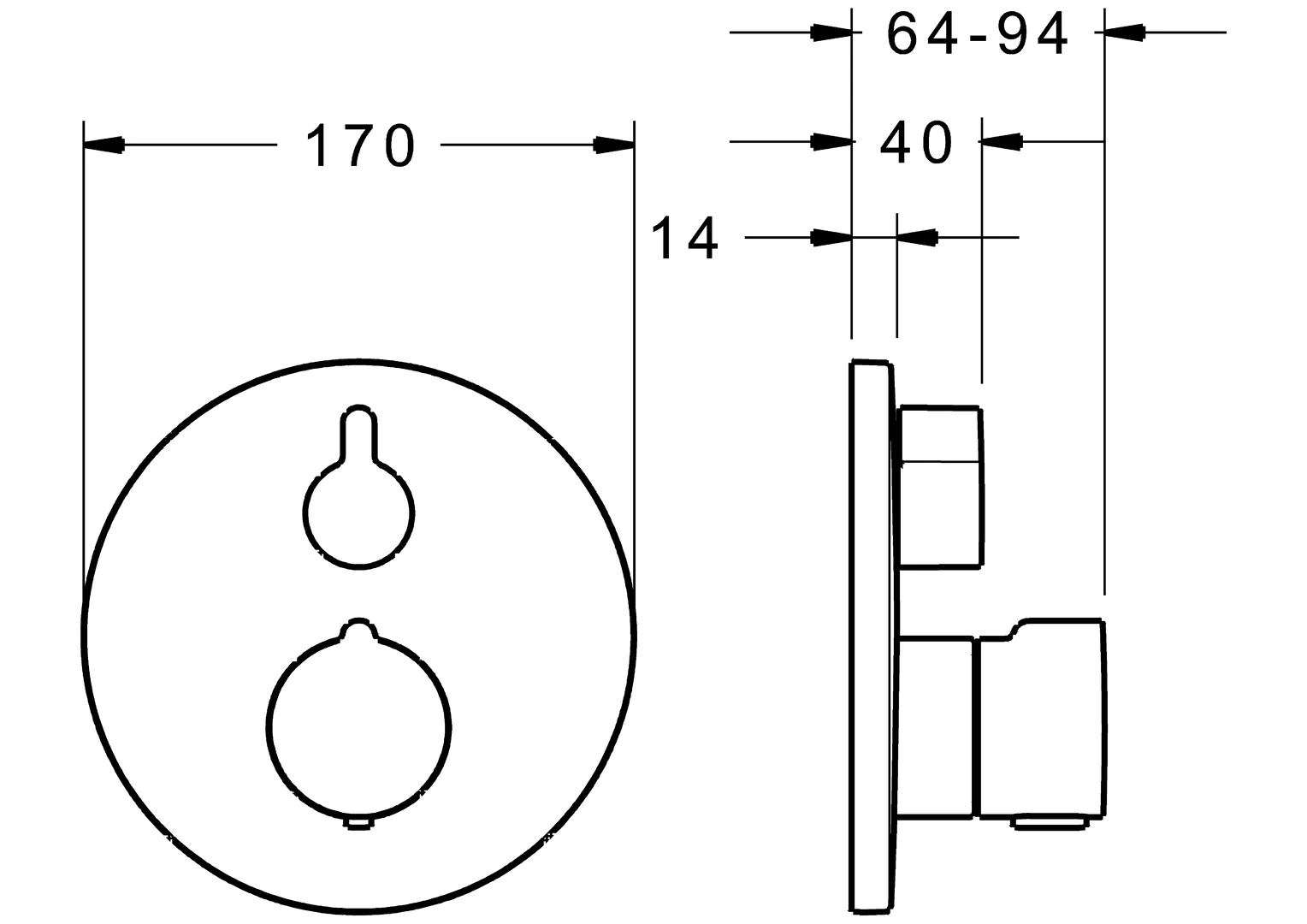 HansaHOME Wannen- und Brausearmatur Fertigmontageset für Wanne/Brause HansaHOME 8862 Rosette rund mit Sicherungseinrichtung Chrom
