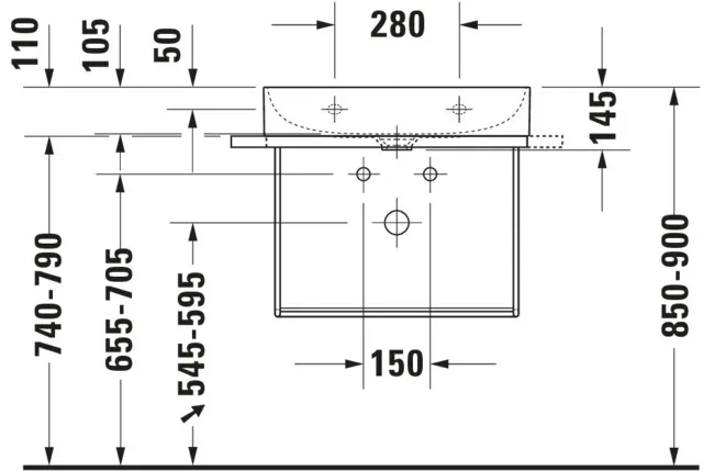 Wandwaschtisch „DuraSquare“, ohne Überlauf, Hahnlochposition mittig Wandwaschtisch „DuraSquare“, ohne Überlauf, Hahnlochposition mittig