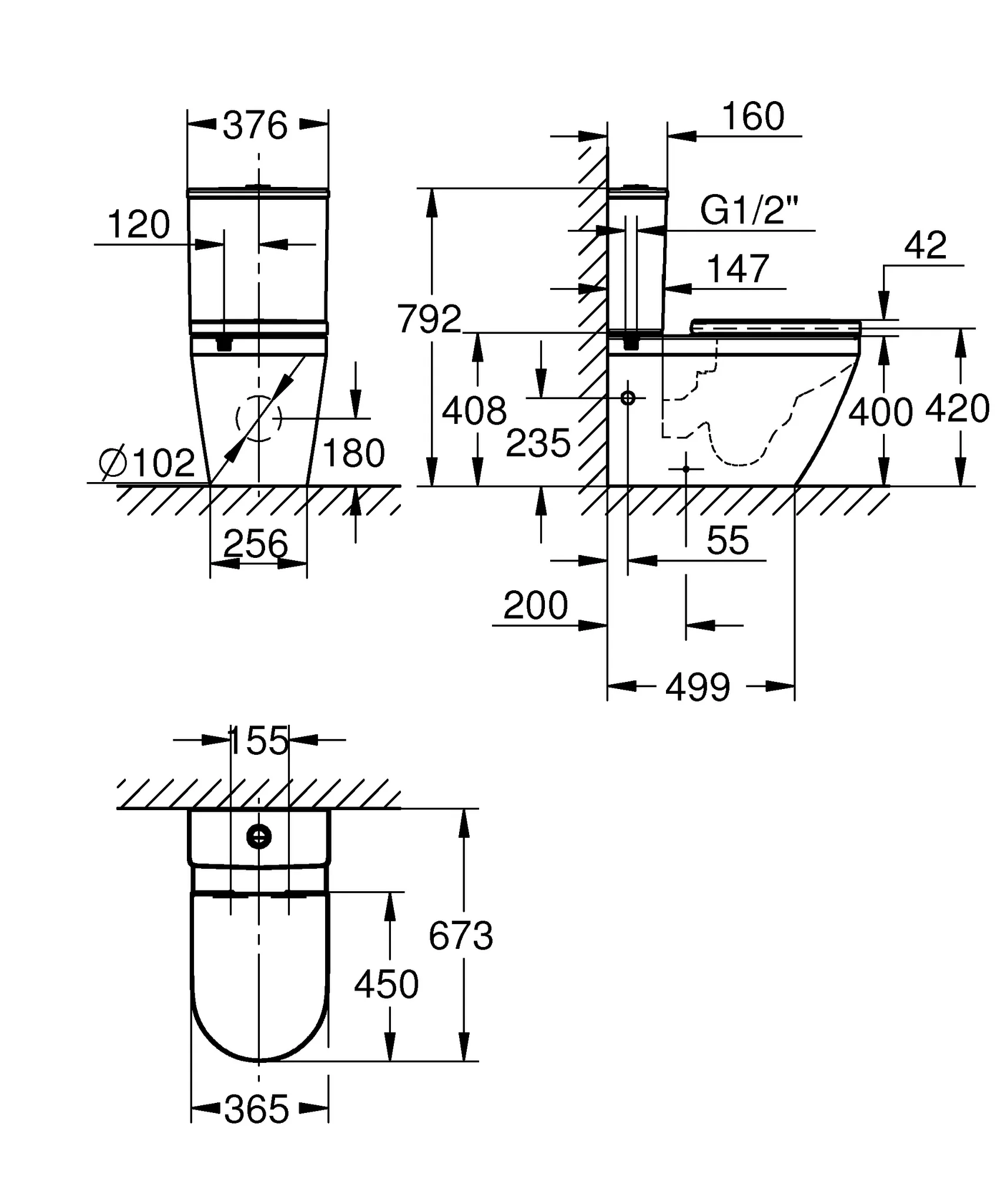 Stand-WC-Kombination Set Euro Keramik 102513, mit WC (102 489 SH00), Aufsatzspülkasten (102 503 SH00), WC-Sitz mit Deckel Soft Close (102 501 SH00), alpinweiß Stand-WC-Kombination Set Euro Keramik 102513, mit WC (102 489 SH00), Aufsatzspülkasten (102 503 SH00), WC-Sitz mit Deckel Soft Close (102 501 SH00), alpinweiß