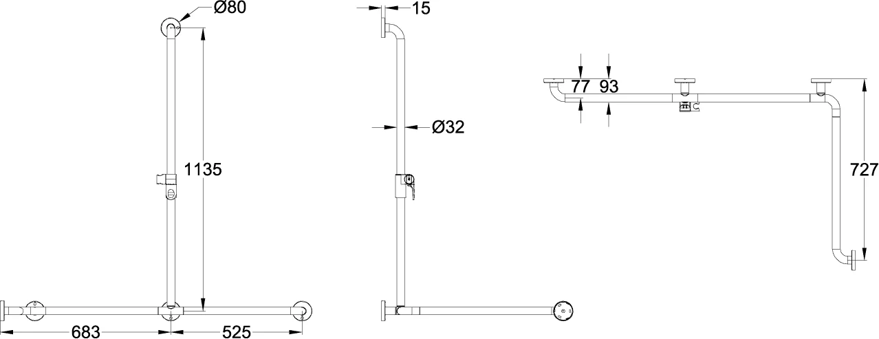 Villeroy & Boch ViCareFUNKTION Duschhandlauf Aluminium 1208 x 727 mm Villeroy & Boch ViCareFUNKTION Duschhandlauf Aluminium 1208 x 727 mm