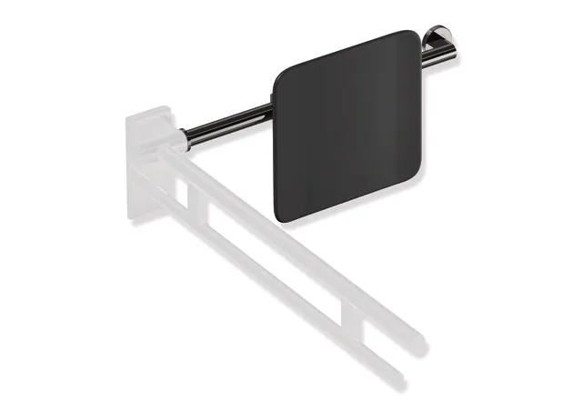 Rückenstütze, System 900, Anbindung Edst. PVD., Lehne Kst., schwarz, Achsmaß verstellbar 616-716 mm, T: 150 mm, einseitig Wandmontage mit Rosetten (links), einseitig Montage an SK-Griffen, Design (A) (rechts), in Farbe CK (messing glänzend) Rückenstütze, System 900, Anbindung Edst. PVD., Lehne Kst., schwarz, Achsmaß verstellbar 616-716 mm, T: 150 mm, einseitig Wandmontage mit Rosetten (links), einseitig Montage an SK-Griffen, Design (A) (rechts), in Farbe CK (messing glänzend)