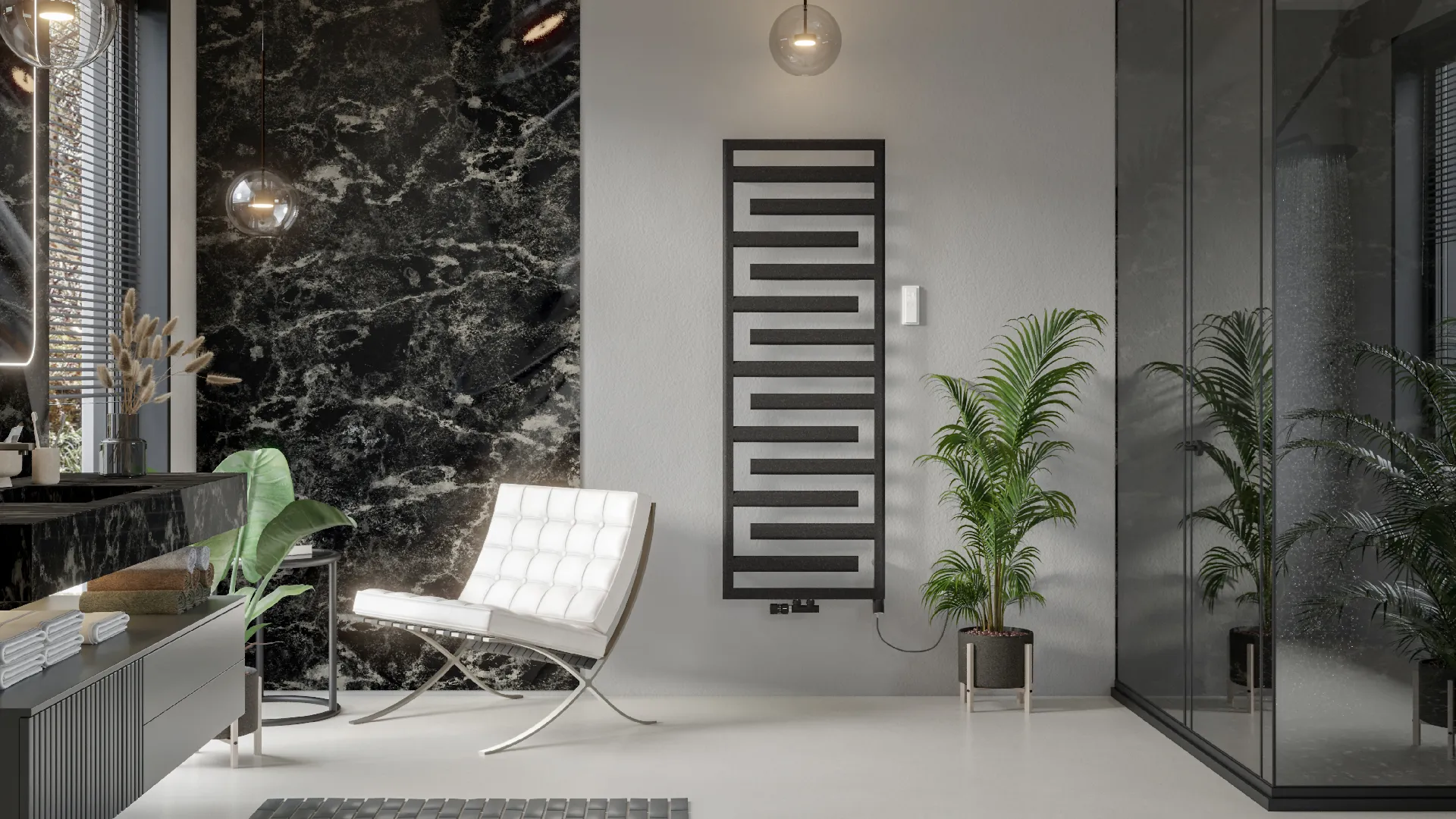 Zehnder Design-Elektroheizkörper „Tetris“ mit Heizstab IHD 60 × 182,8 cm in Grey Aluminium (glänzend)