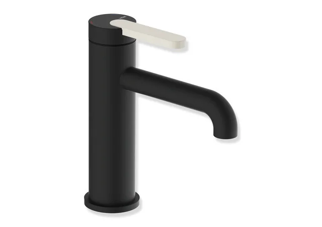 HEWI Einhebel-Waschtischmischer AQ477, System-Armaturen, pulverbeschichtet in Schwarz tiefmatt mit farbigem Griffelement Reinweiß, Höhe 172 mm, Ausladung 130 mm, Durchfluss 5 l/min, Keramikkartusche K-35OP, druckfest bis 35 bar, Geräuscharme Klasse 1 HEWI Einhebel-Waschtischmischer AQ477, System-Armaturen, pulverbeschichtet in Schwarz tiefmatt mit farbigem Griffelement Reinweiß, Höhe 172 mm, Ausladung 130 mm, Durchfluss 5 l/min, Keramikkartusche K-35OP, druckfest bis 35 bar, Geräuscharme Klasse 1