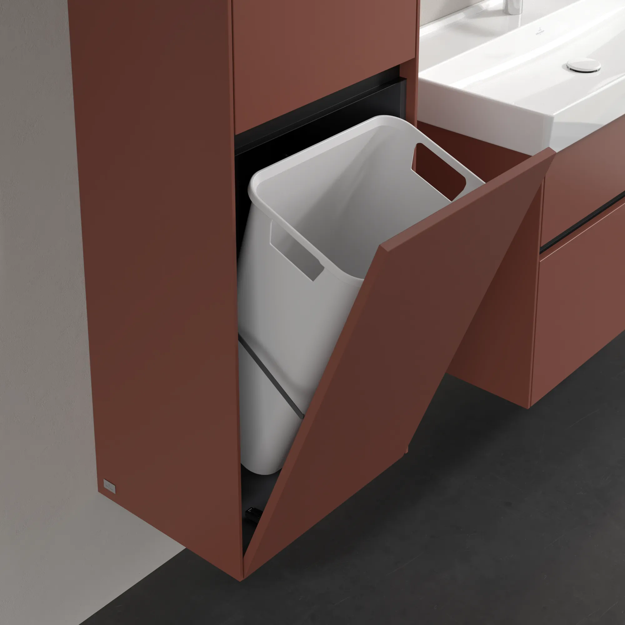 Villeroy & Boch Hochschrank mit Wäschekorb „Collaro“ 45,4 × 153,8 × 34,9 cm ohne Beleuchtung, Anschlag links, 1 Tür