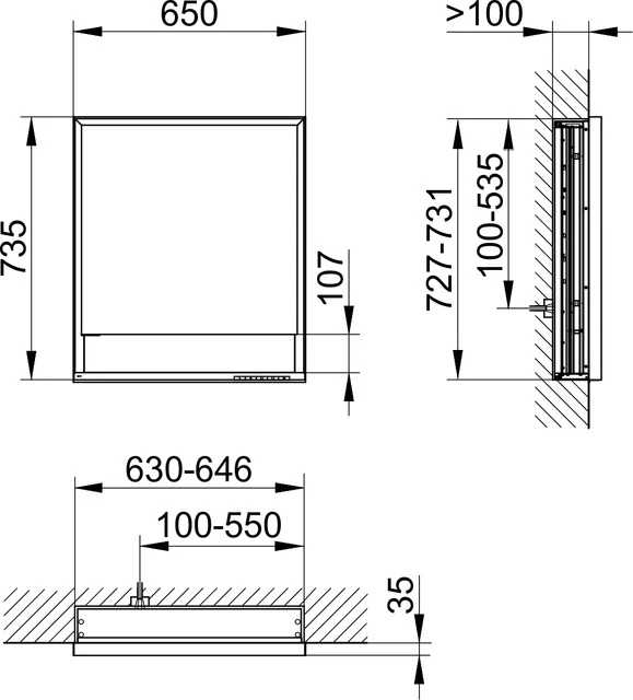 KEUCO ROYAL LUMOS Spiegelschrank Wandeinbau 1-türig kurze Tür silber-eloxiert KEUCO ROYAL LUMOS Spiegelschrank Wandeinbau 1-türig kurze Tür silber-eloxiert