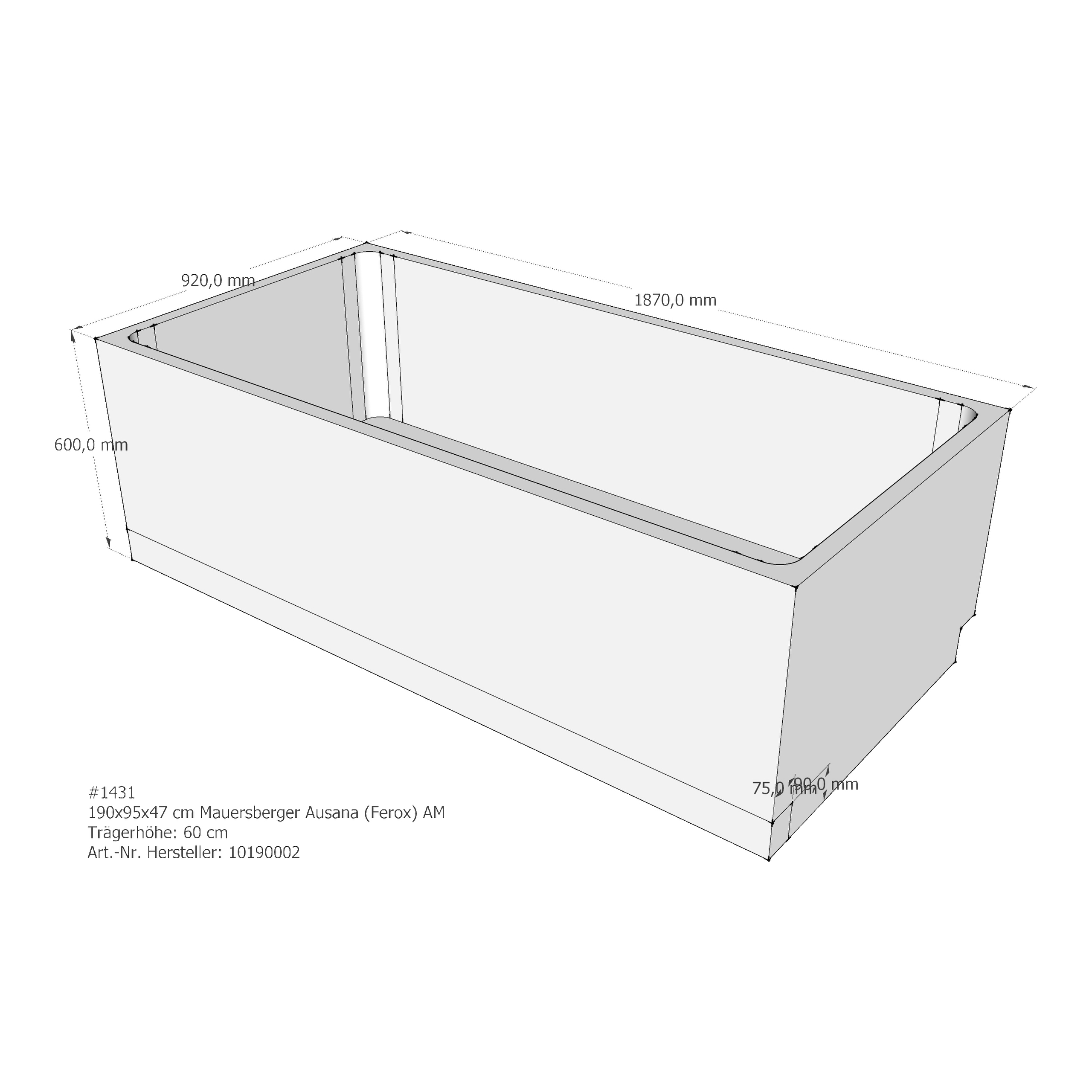 Badewannenträger für Mauersberger Ausana 190 × 95 × 47 cm Badewannenträger für Mauersberger Ausana 190 × 95 × 47 cm