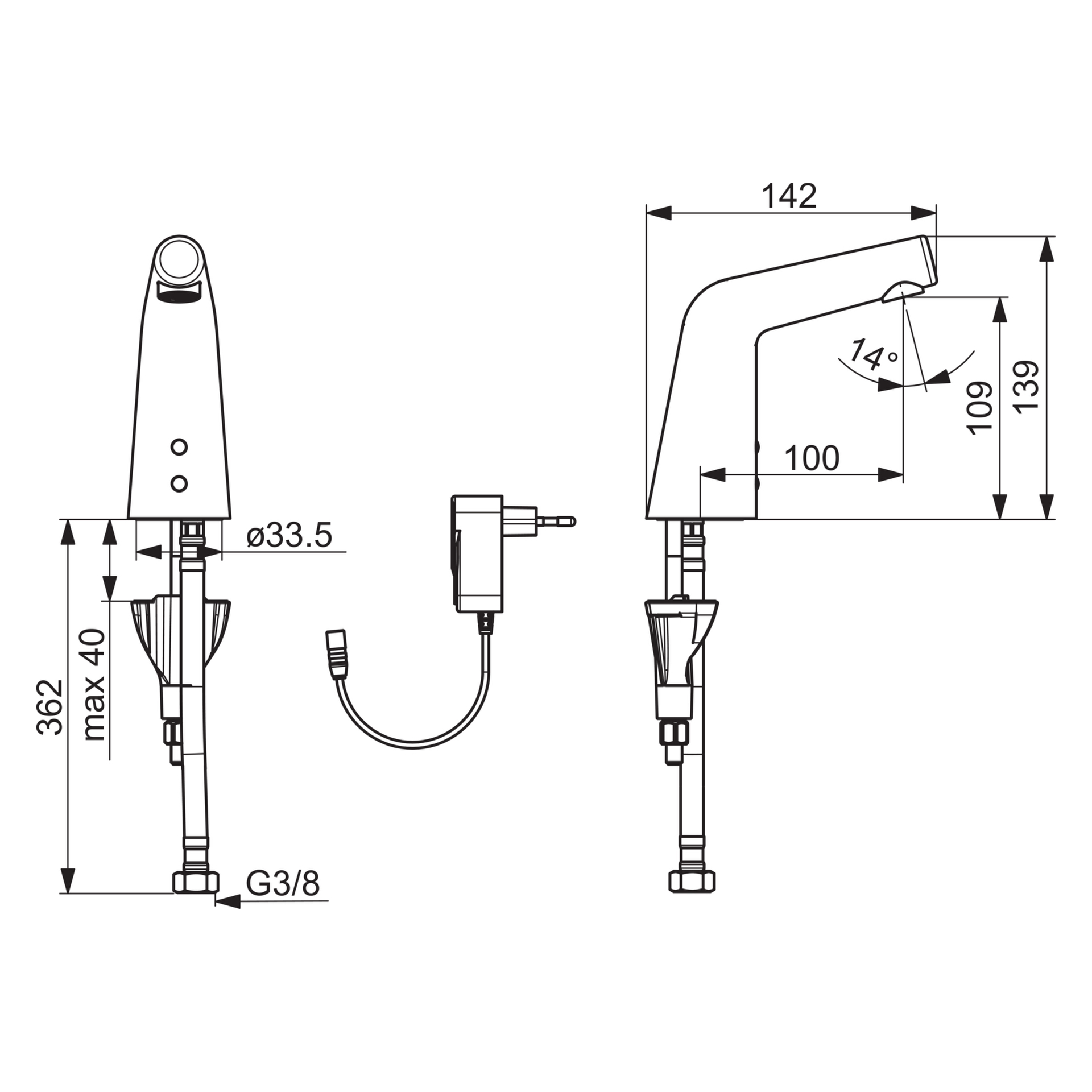 HA Waschtischbatterie HANSADESIGNO Style 5193 230/9 V Ausladung 100 mm DN15 Chrom