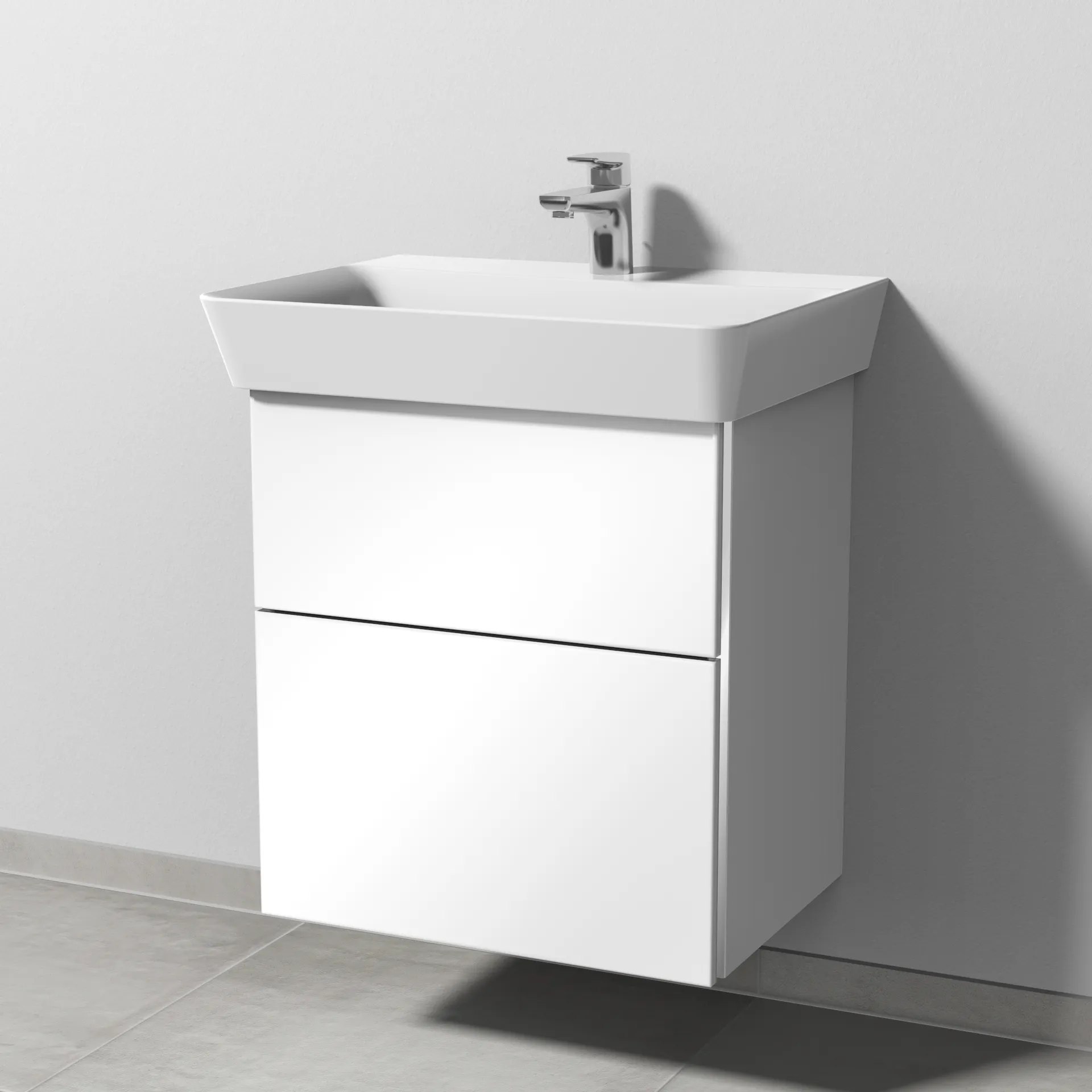 Sanipa Waschtischunterschrank „3way“ passend zu Keramik-Waschtische Connect Air Cube von Ideal Standard 525 × 582 × 402 mm in Weiß (glanz)