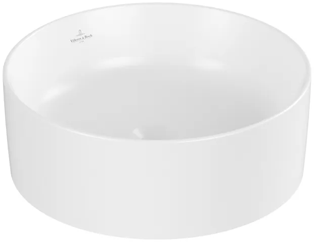 Villeroy & Boch Aufsatzwaschtisch rund aus TitanCeram „Collaro“ ⌀ 400 mm, ohne Hahnlochbohrung in Stone White