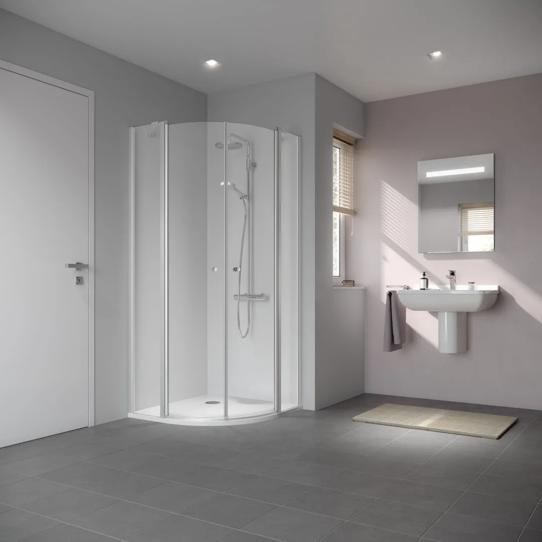 Kermi Duschdesign IBIZA 2000 Viertelkreis-Duschkabine (Pendeltüren mit Festfeldern) Kermi Duschdesign IBIZA 2000 Viertelkreis-Duschkabine (Pendeltüren mit Festfeldern)