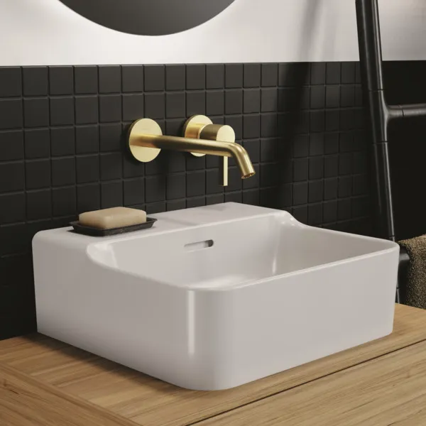 Waschbecken „Conca“ 40 × 35 × 16,5 cm, Hahnlochposition mittig in Weiß Waschbecken „Conca“ 40 × 35 × 16,5 cm, Hahnlochposition mittig in Weiß