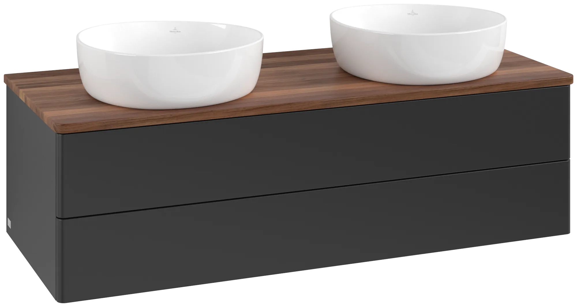 Villeroy & Boch Antao Waschbeckenunterschrank L24_1, 1200x360x500 mm, Black Matt Lacquer / Warm Walnut