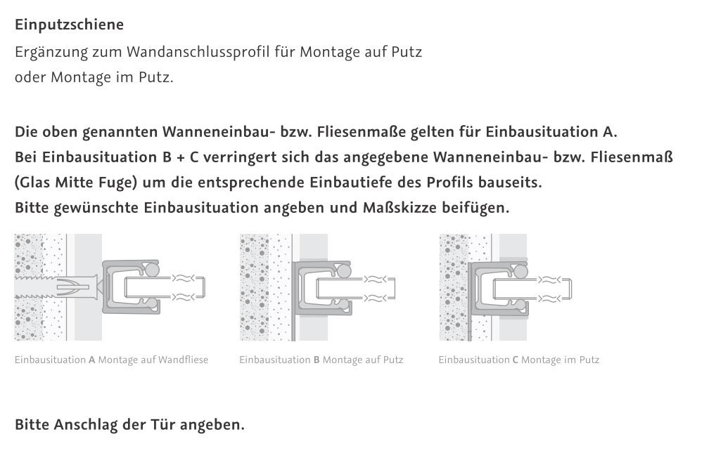 HSK Duschabtrennung Walk-In Glaselement Frontelement-Wandanschlussprofil für bauseitigen Einbau vorab inkl. Keder, Dichtschnur und Stabilisationsbügel „Walk In Pro“ Glas Mattglas, Profile Chromoptik (Alu Hochglanz poliert), H: 2000 mm