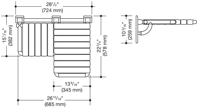 Duschklappsitz „Serie 801“ in Tiefschwarz, rechts Duschklappsitz „Serie 801“ in Tiefschwarz, rechts