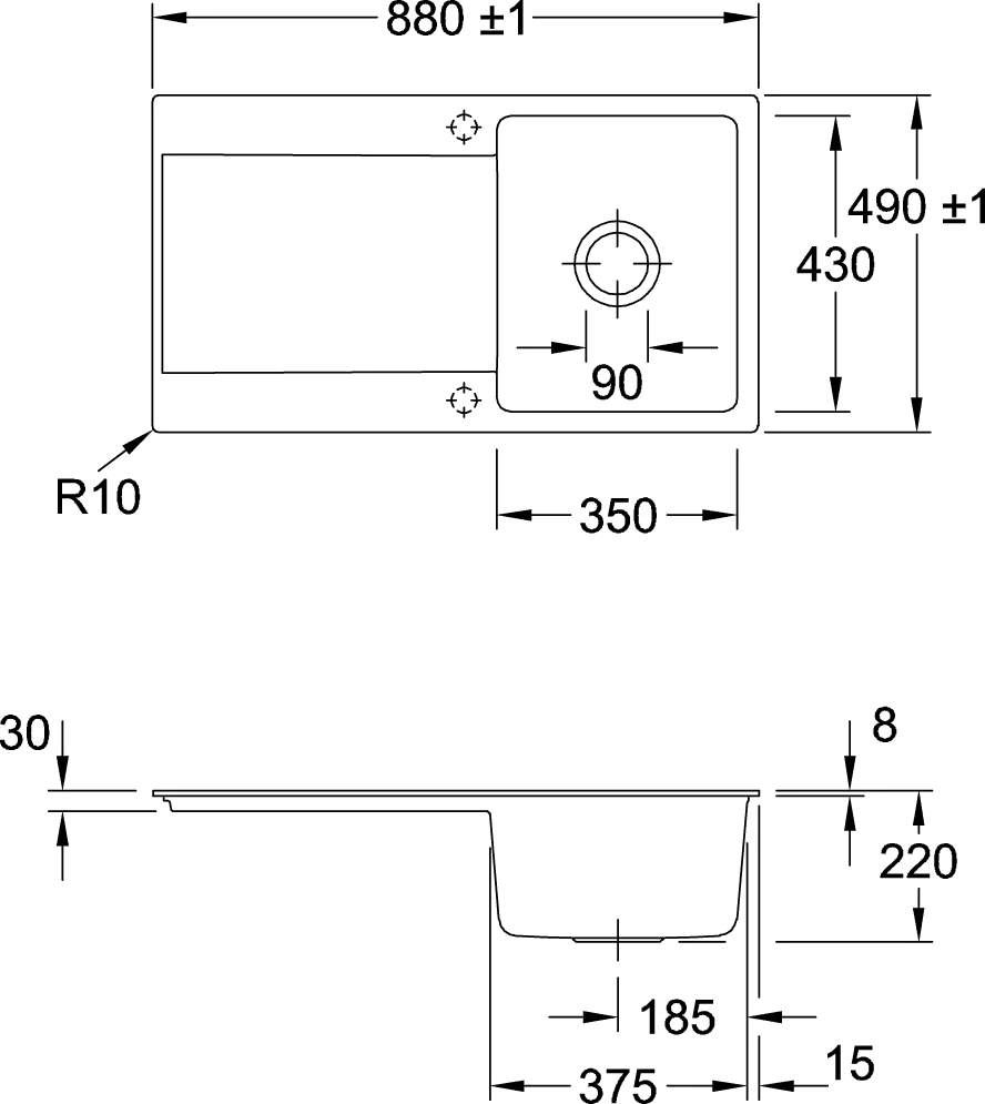 Villeroy & Boch Siluet flat 50 Flat 33350F 880x490mm