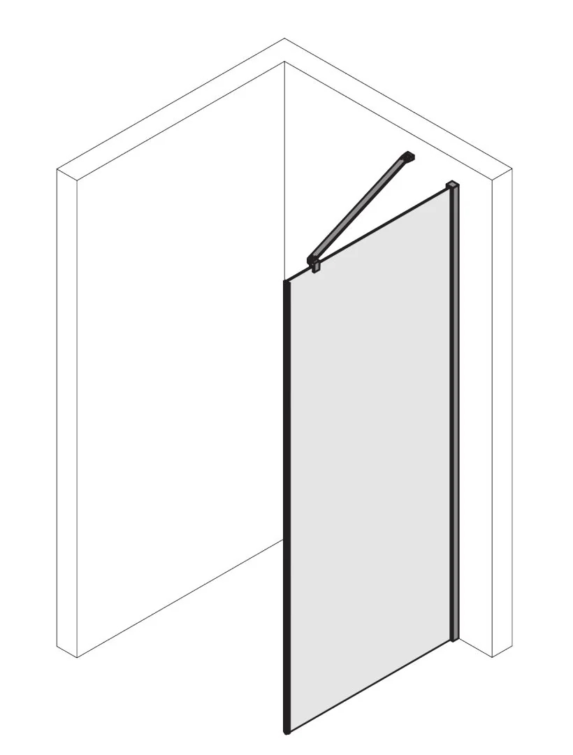 Kermi Duschdesign Seitenwand „Yanea“ Glas Klar, Profile Schwarz Soft (RAL 9005), für #Türbreite#, WE: /785 – 800 mm H: 2000 mm