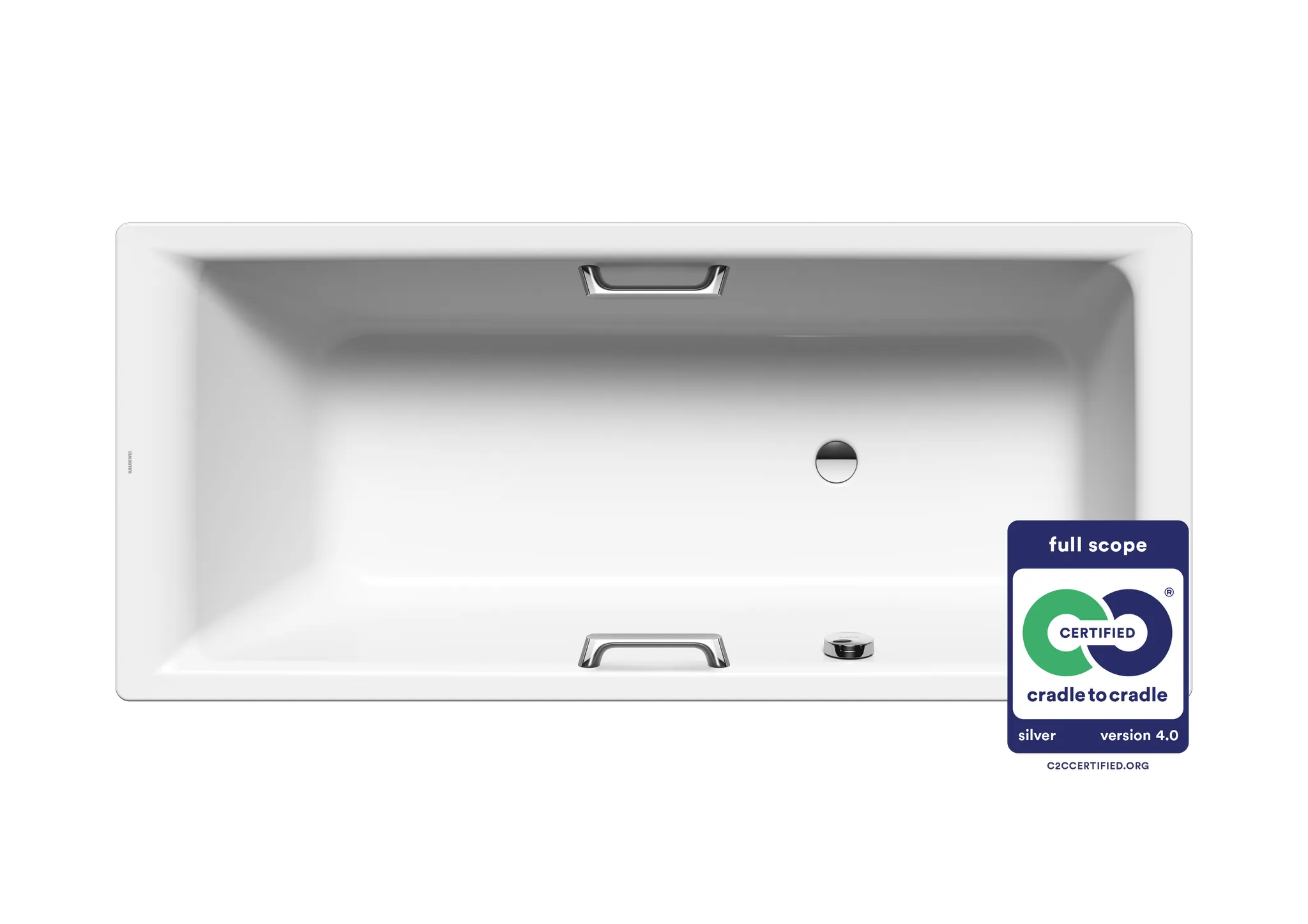 Kaldewei Badewanne „Puro“ Star rechteck 170 × 75 cm, mit Grifflochbohrungen mit seitlicher Überlaufbohrung, in alpinweiß