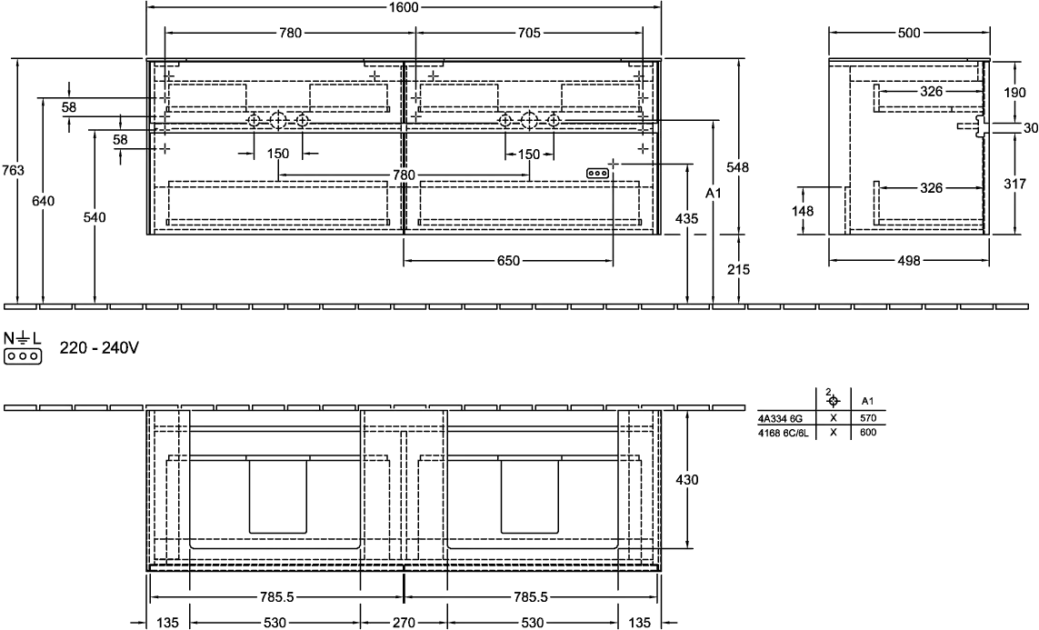 Villeroy & Boch Collaro Waschbeckenunterschrank C02400 1600x548x500mm Villeroy & Boch Collaro Waschbeckenunterschrank C02400 1600x548x500mm