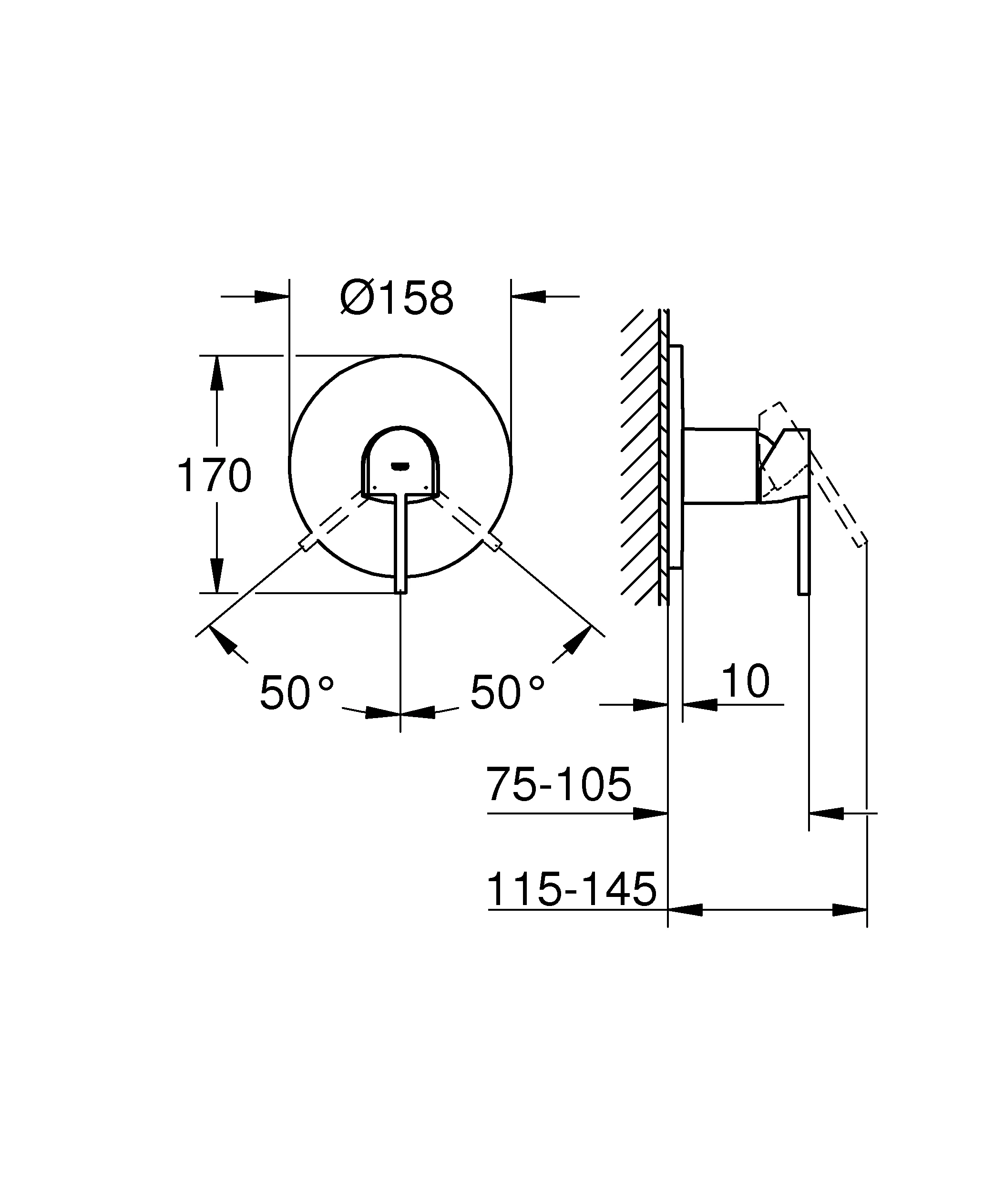 Einhand-Brausebatterie Plus 24059_3, Fertigmontageset für Rapido SmartBox, chrom